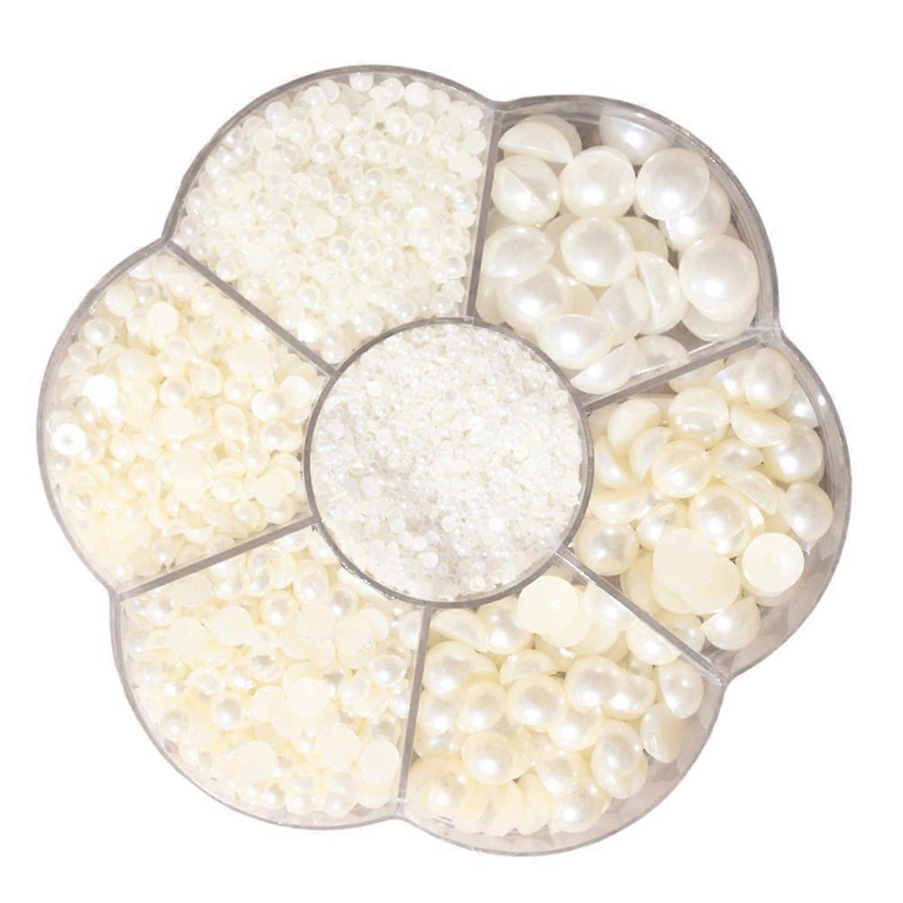 Half Round Beads DIY Pearl Beads Kit Flat Bottom 5600Pcs Beige