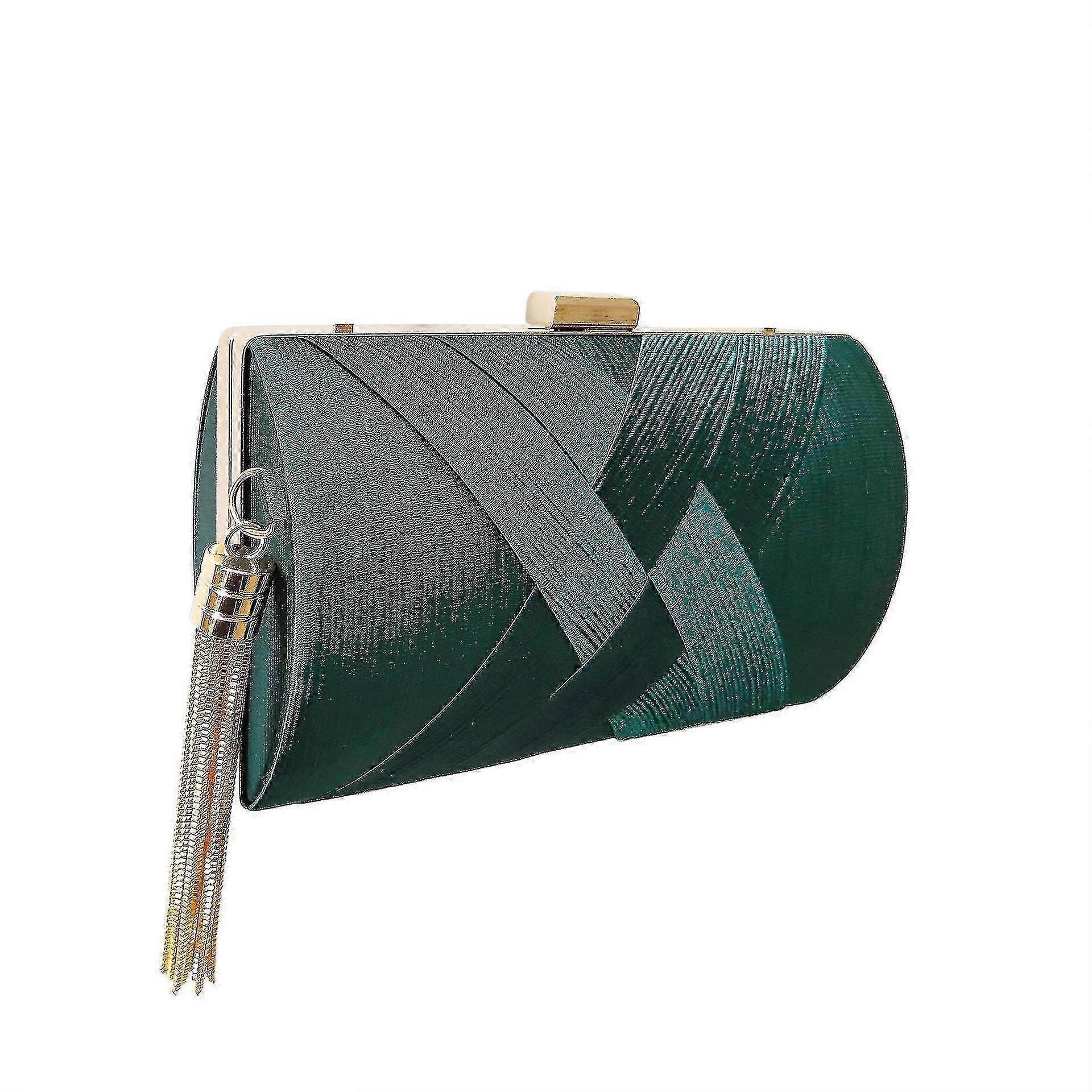 حقيبة مخلب السيدات محفظة شرابة العشاء حقيبة خضراء