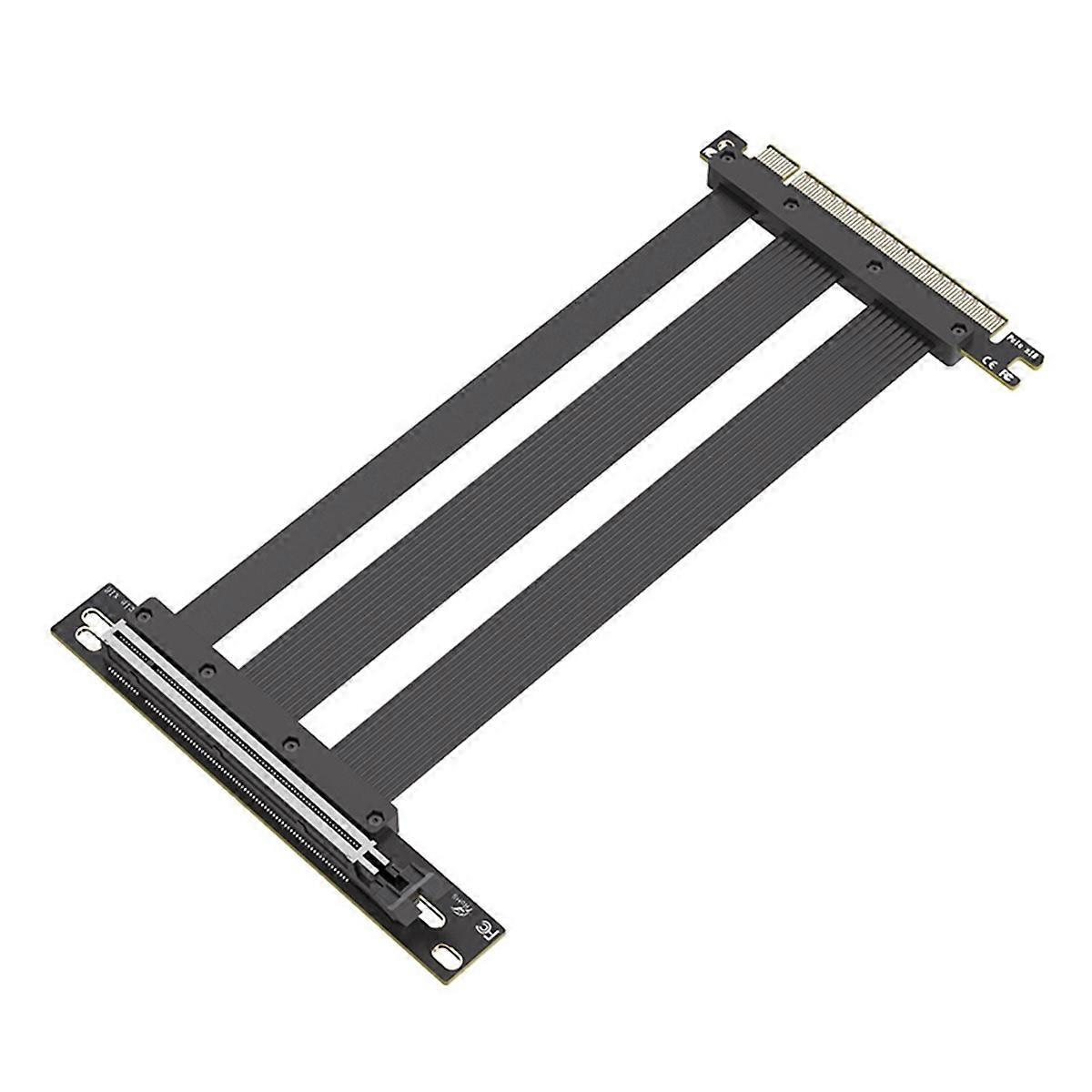 PCI-E 5.0 X16 Riser Cable Video Card Extension Shielded Flexible 90 Mounting GPU Extension Cord for PC Computer Black