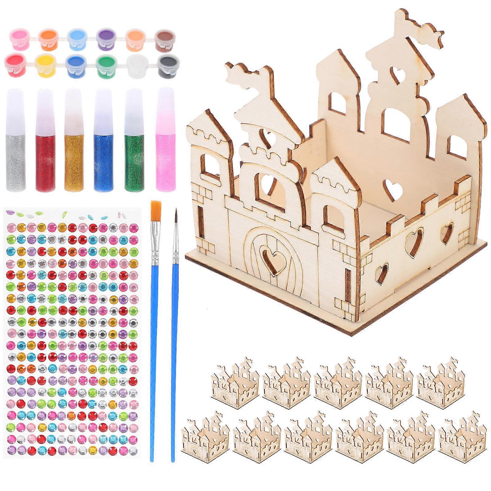 Children Plaything Unfinished Castle Toy for Interactive Play 4Sets