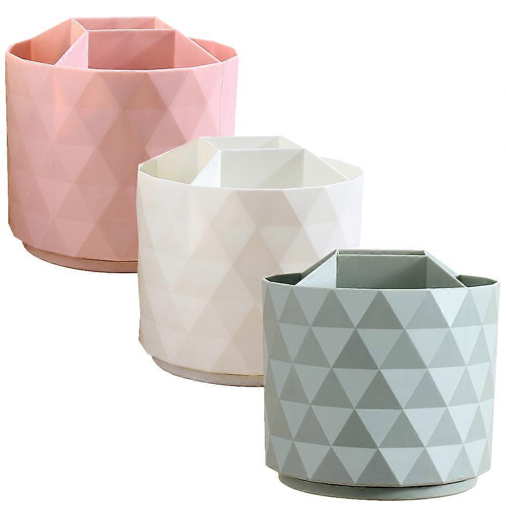 PP Material Makeup Brush Storage Container 6Pcs Flat Bottom Design For Makeup Brushes Eyebrow Pencils On Desktop