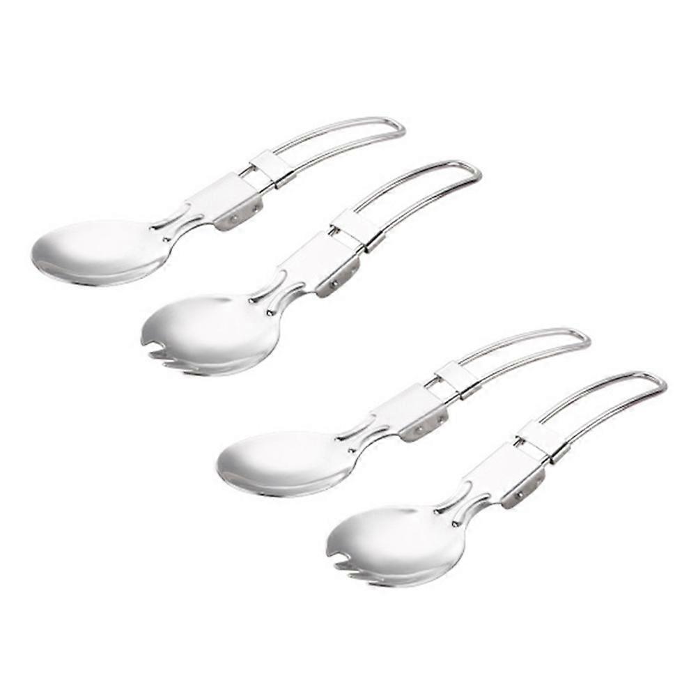 Portable Foldable Spoon and Fork for with 6Pcs Stainless Steel