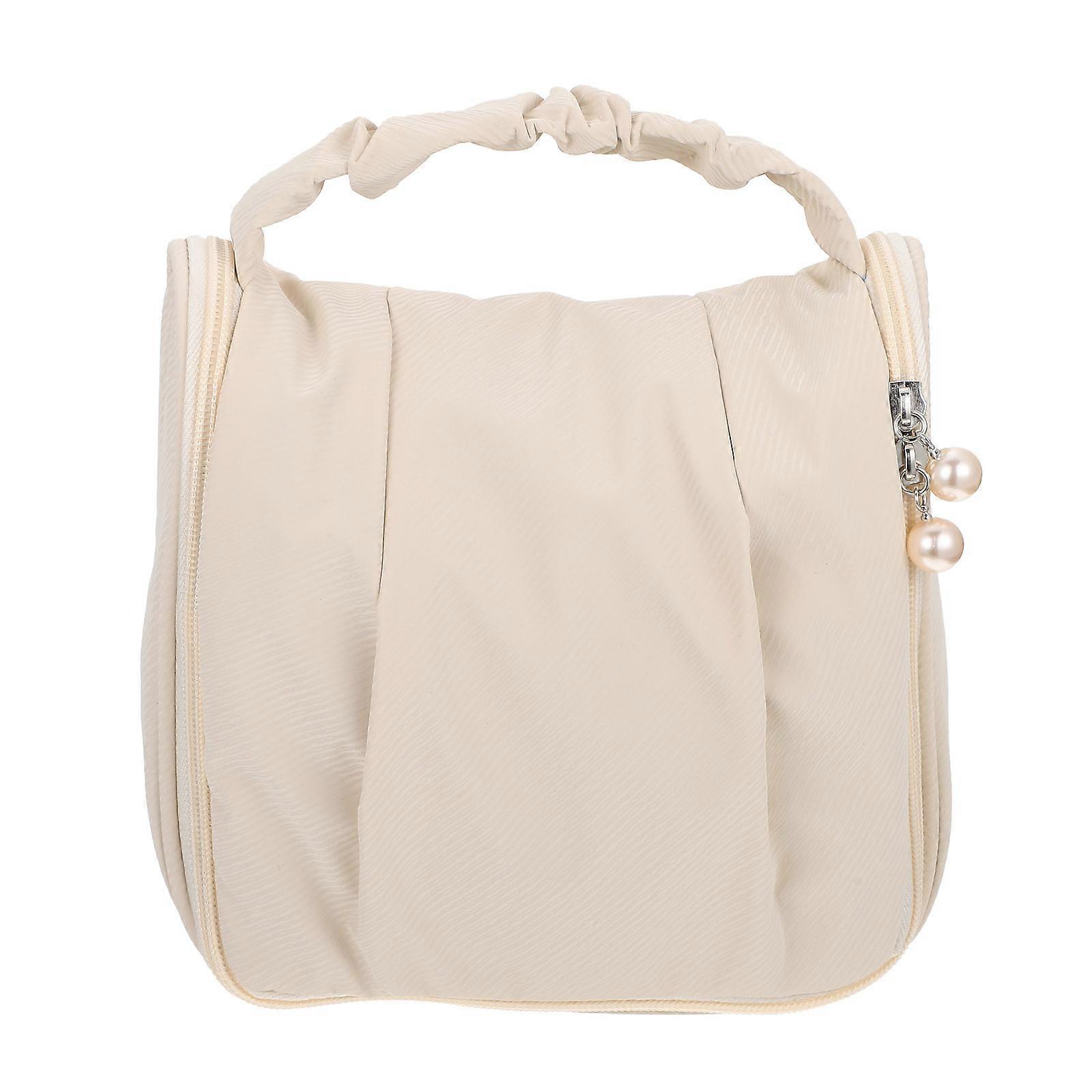 Toiletry Bag Hook Design for Storage Use 4Pcs Large Beige Makeup Pouches