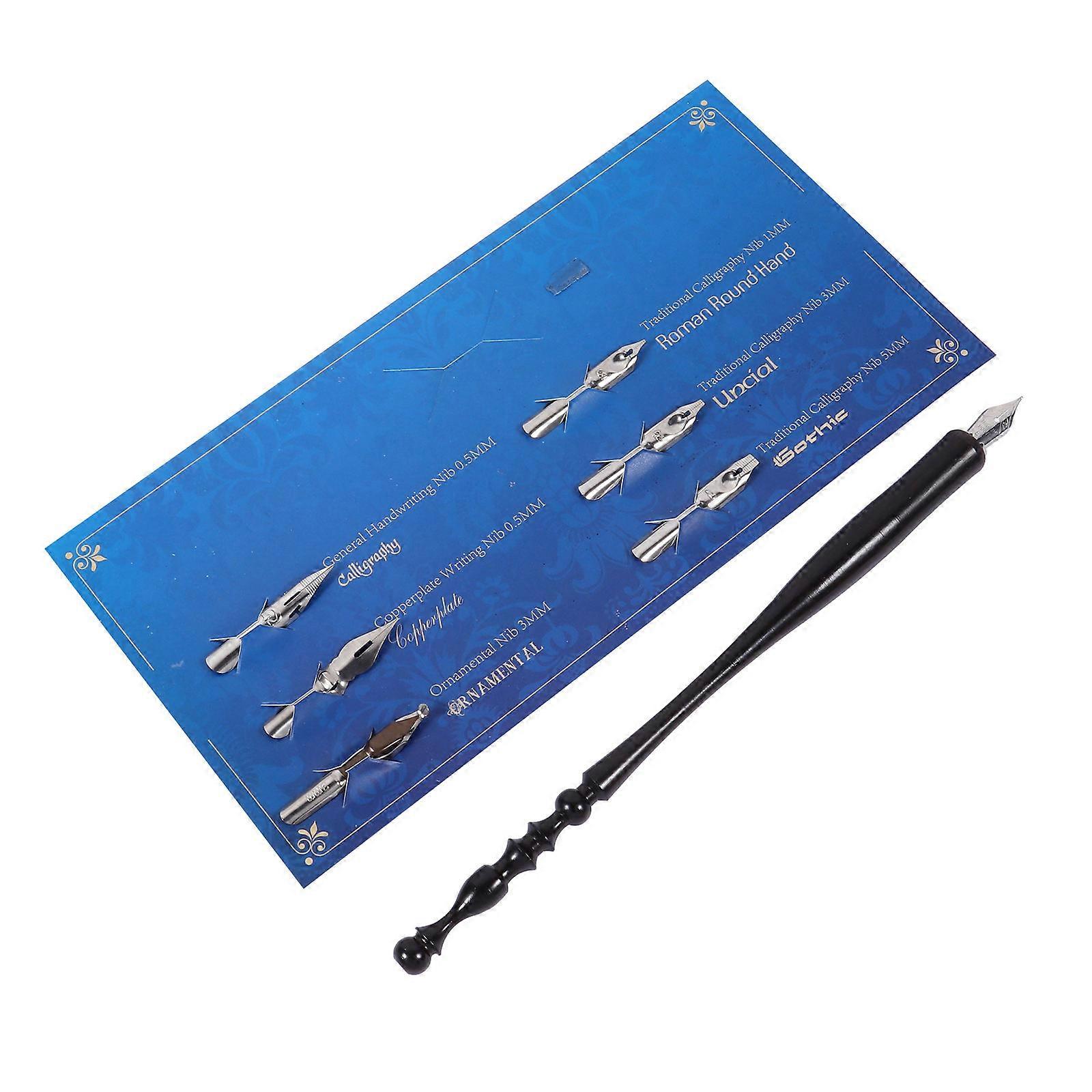 Cylindrical Calligraphy Dip Pen with Ergonomic Wood Handle for Writing Practice in School Environment 2 Sets