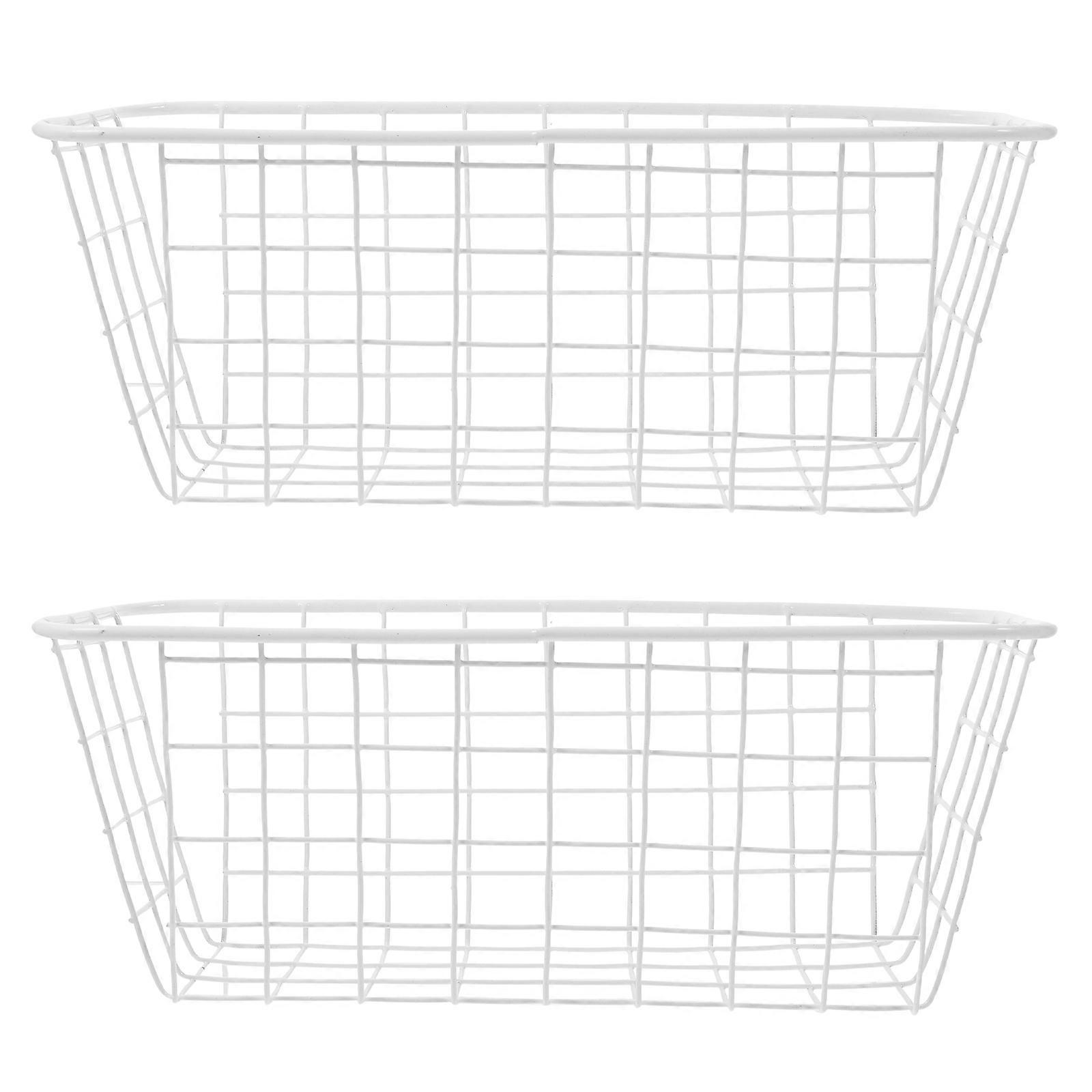 Kitchen Storage Baskets Iron Material Anti Aging Rectangular Shape Bathroom Cosmetics 28.00X12.60X11.30CM Simple Design 2Pcs