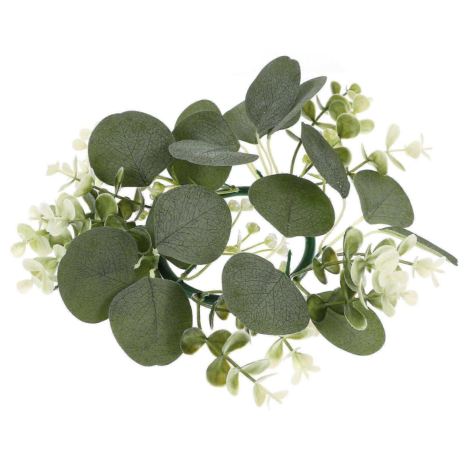 Decorative Candle Ring for Pillars 4Pcs Greenery Candle Wreath