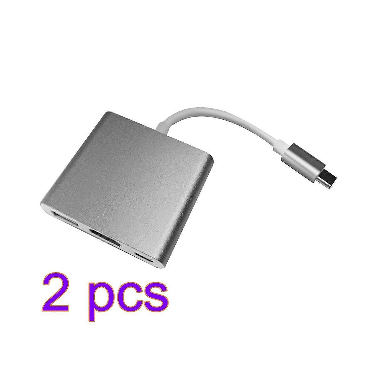 USB C to Adapter Converter for Video Transfer 2Pcs Grey USB 3.0 Type C Adapter