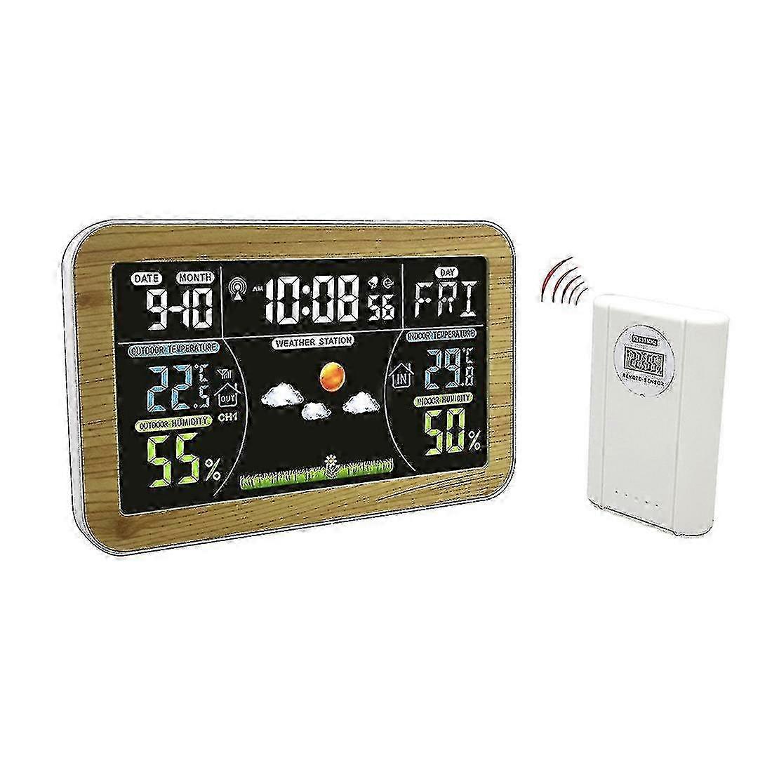 Digital Table Watch Snooze Desk Clock Light Wood Grain