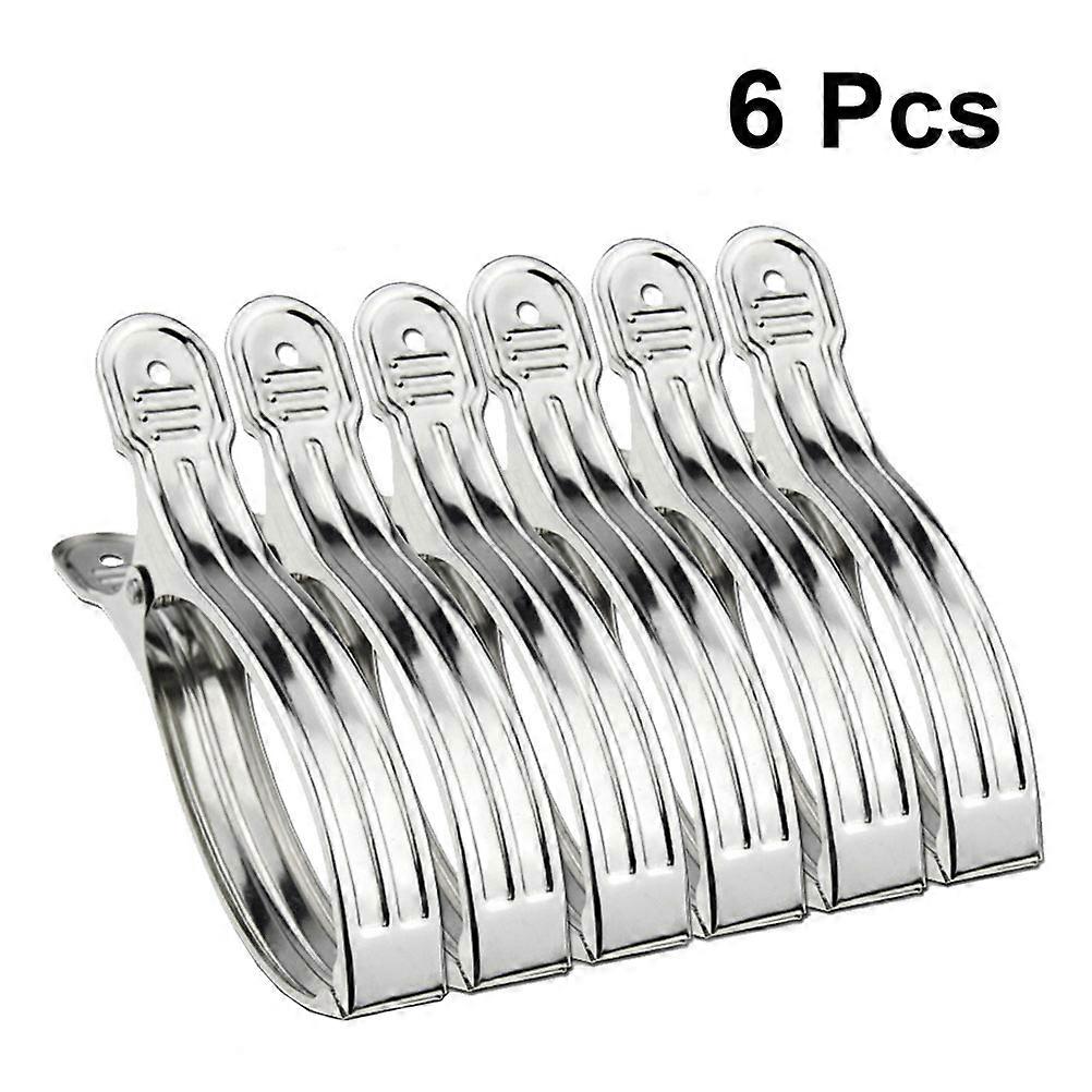 Thickened Springs Quilt Holding Clips For General Users Suitable For Large Items And Clothes In Silver Featuring Smooth Jaws 6Pcs