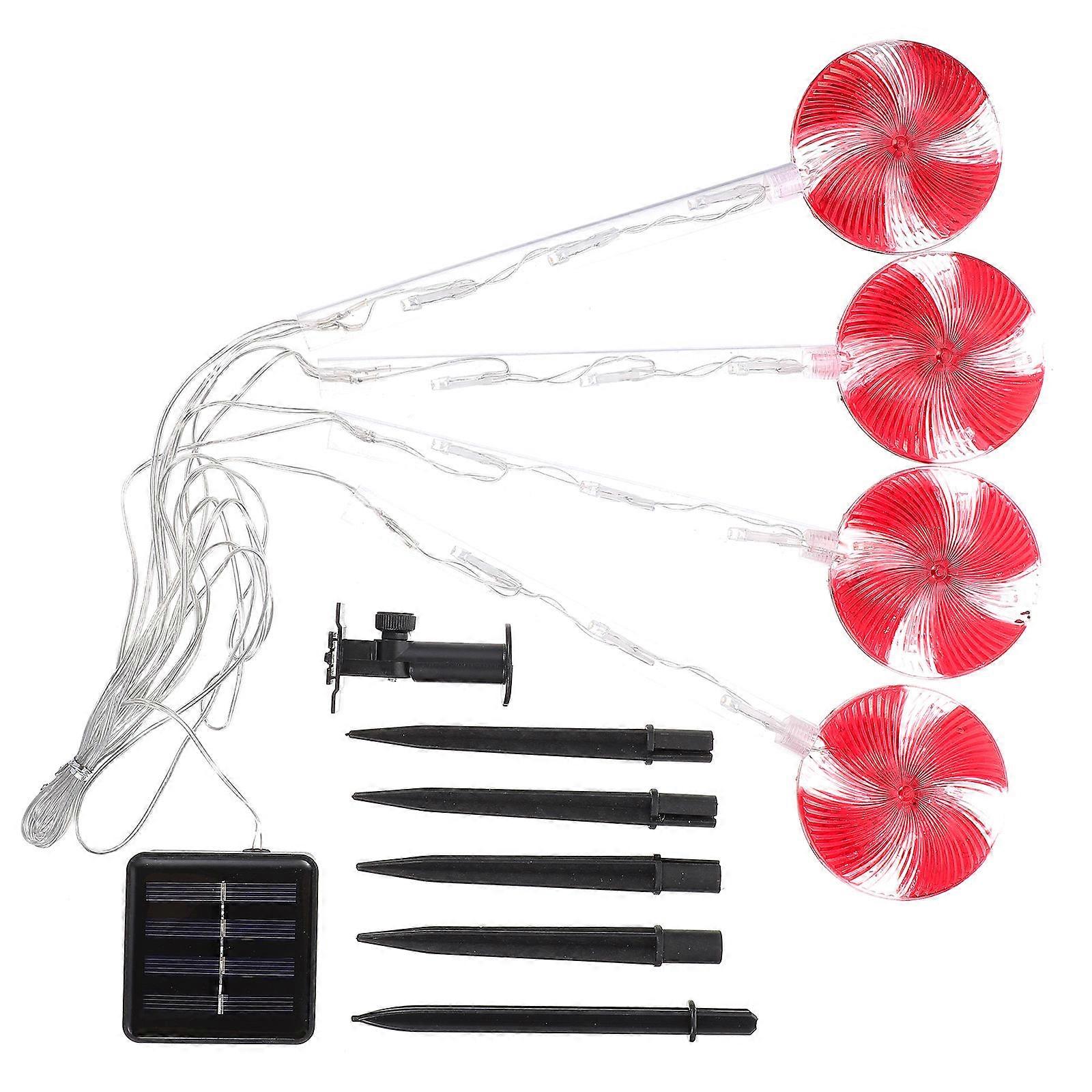 Solar Ground Inserting Light for Lawn Candy Adornment 1Set Red PVC