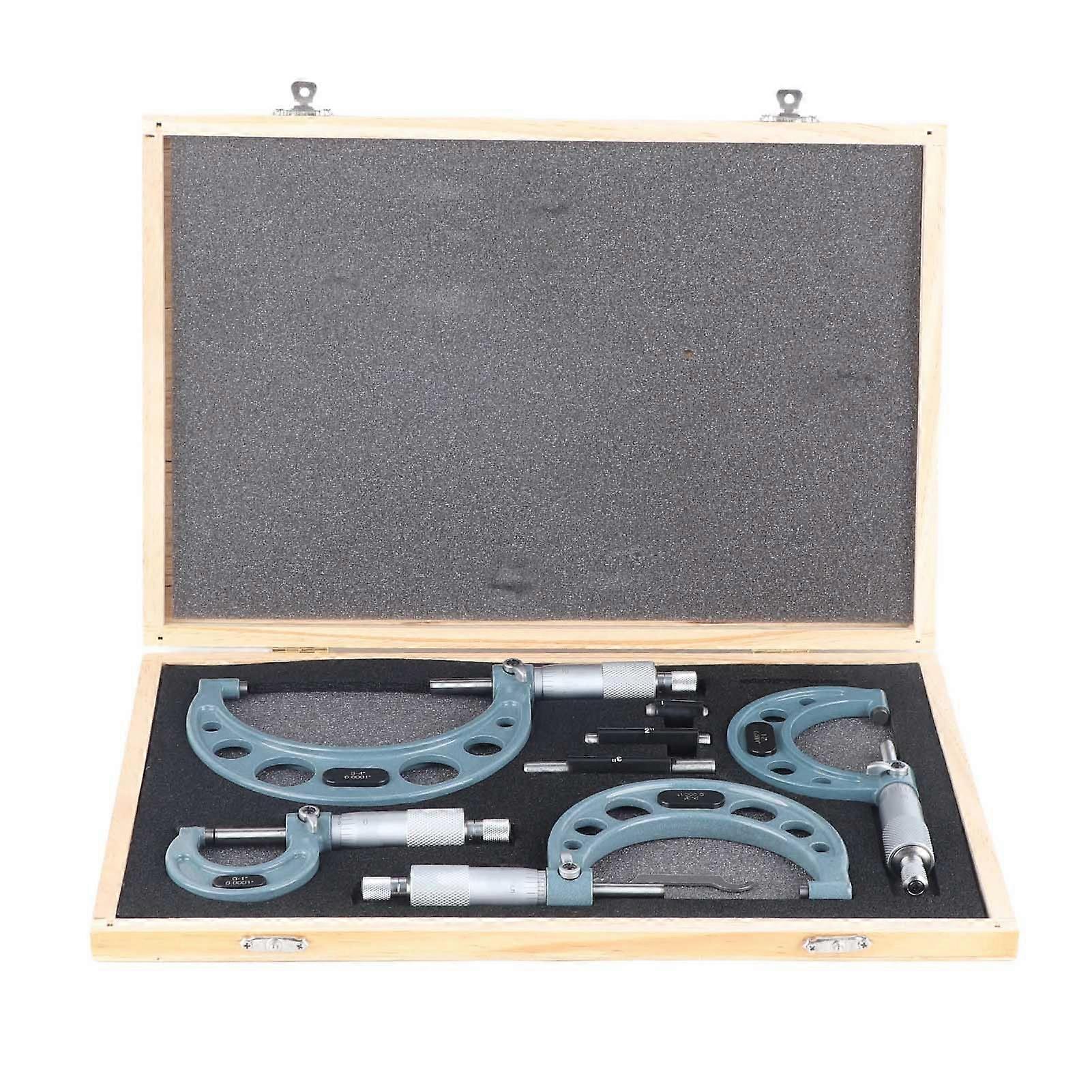 4Pcs 04in Imperial Micrometer Outside Diameter High Accuracy Measurement Tool with Wrench