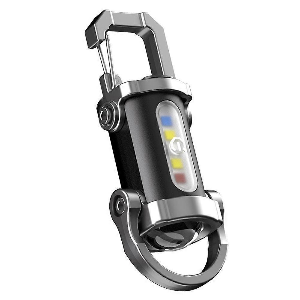 USB Rechargeable Mini Keychain Flashlight with COB Floodlight for Outdoor Camping and Hiking