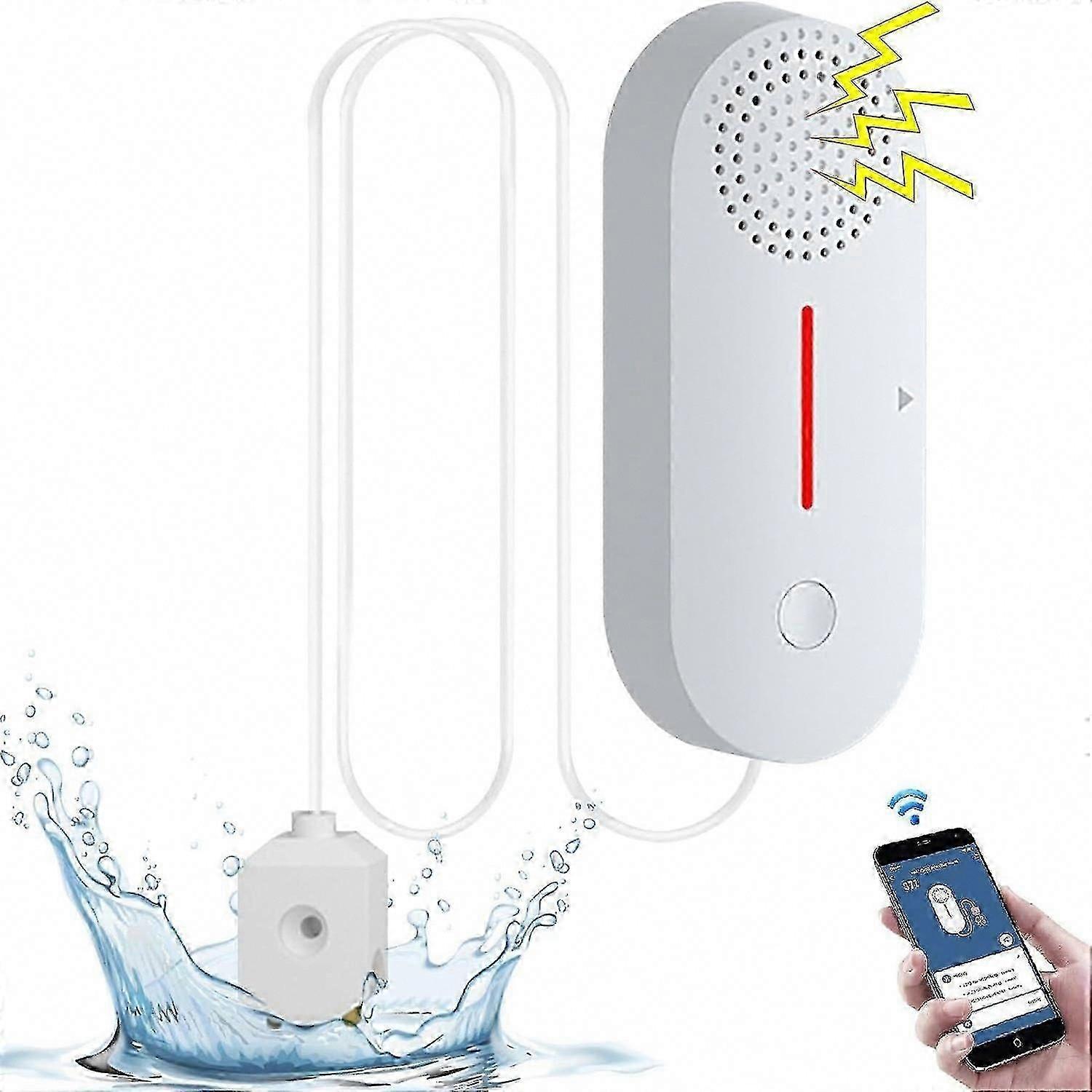 WiFi Water Leak Detector with Low Water Level Alarm, 100dB Loud Alert, Tuya/Smart Life Remote Sensor