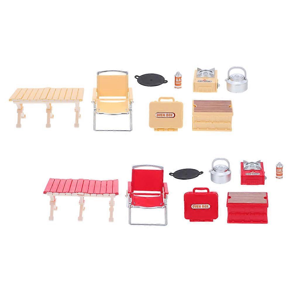 Plastic Folding Chair Dollhouse Model for Decoration 2Sets Toy Set
