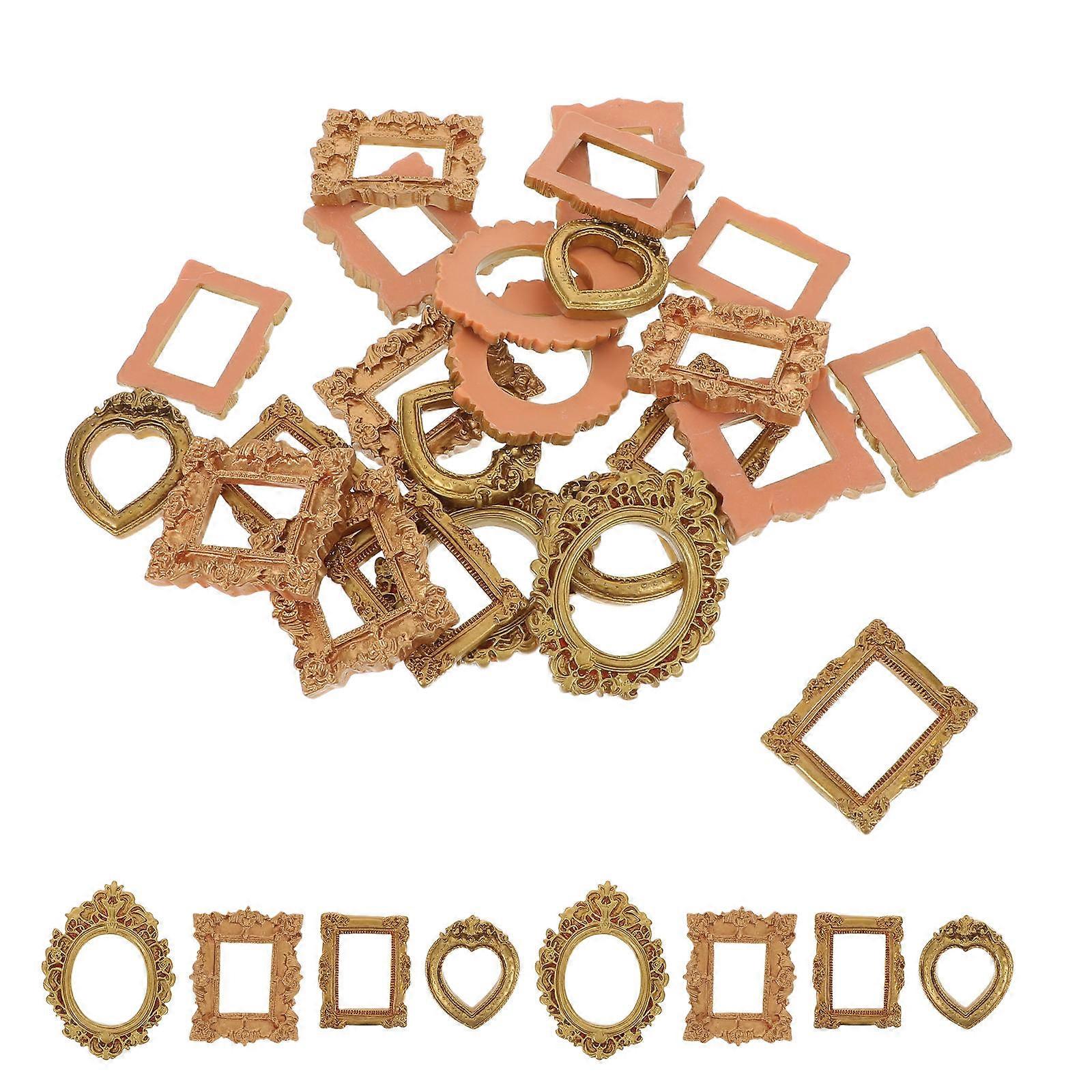 Mini Frames Vintage Resin Picture Frame for Wall Tabletop Display Golden Material 40Pcs