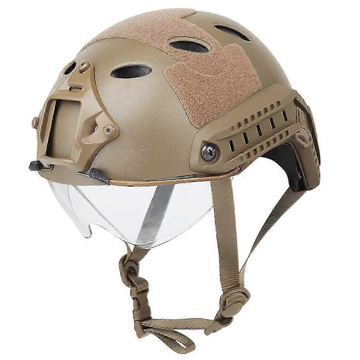 Fast PJ Helmet, Tactical Airsoft Paintball Helmet with FoldDown Goggles for CS Role Play Outdoor/T