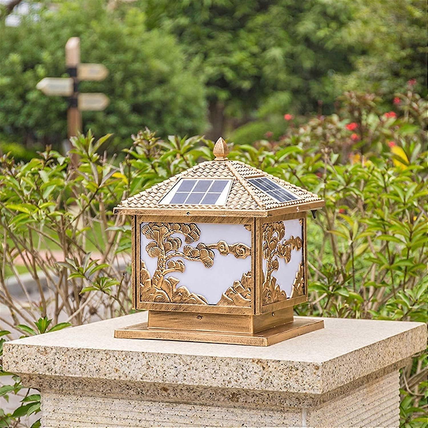 Rustic Bronze Solar Post Cap Light Pine Tree Design IP54 Waterproof Aluminum LED Patio Landscape Lighting