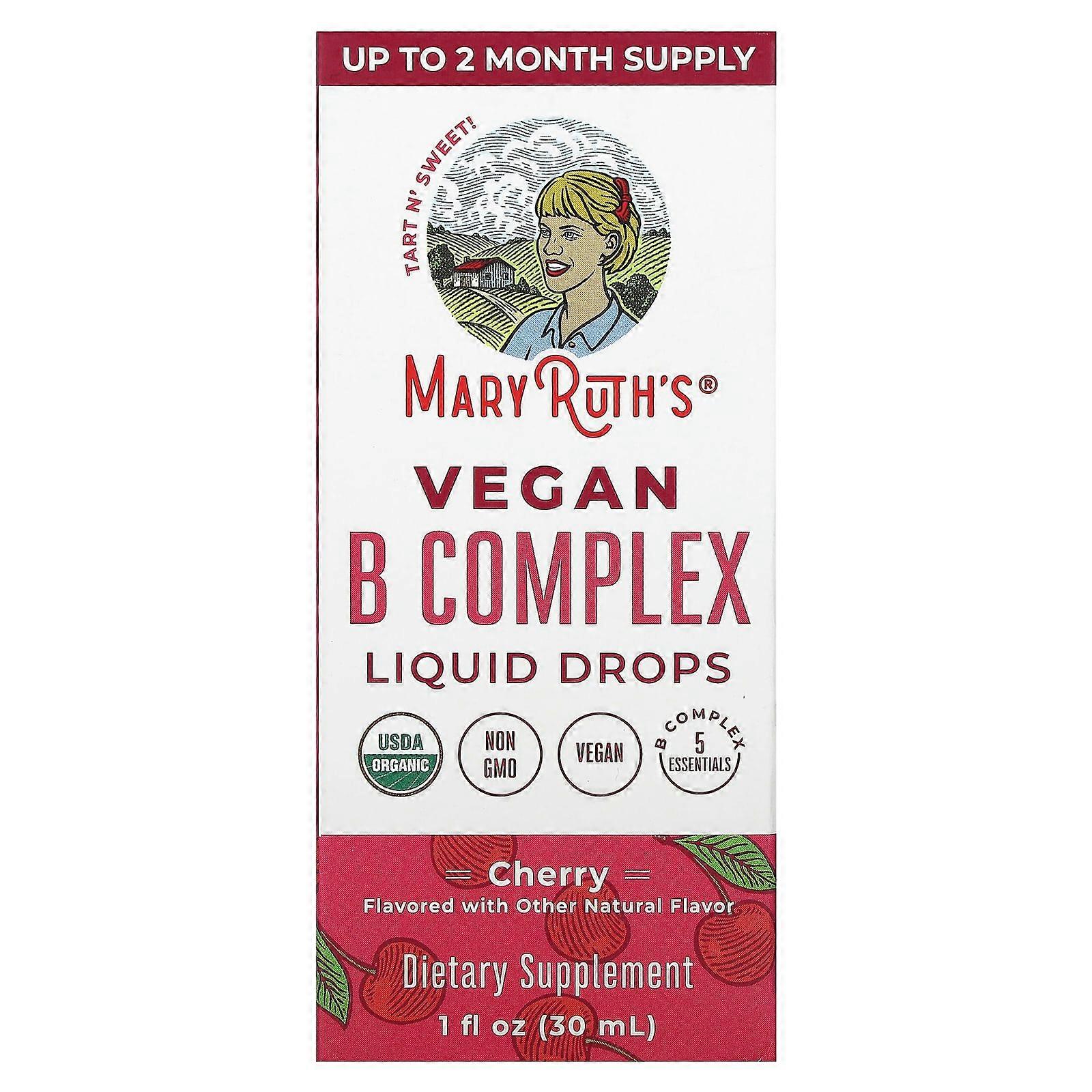 Vegan B Complex Liquid Drops, Cherry, 1 fl oz (30 ml)
