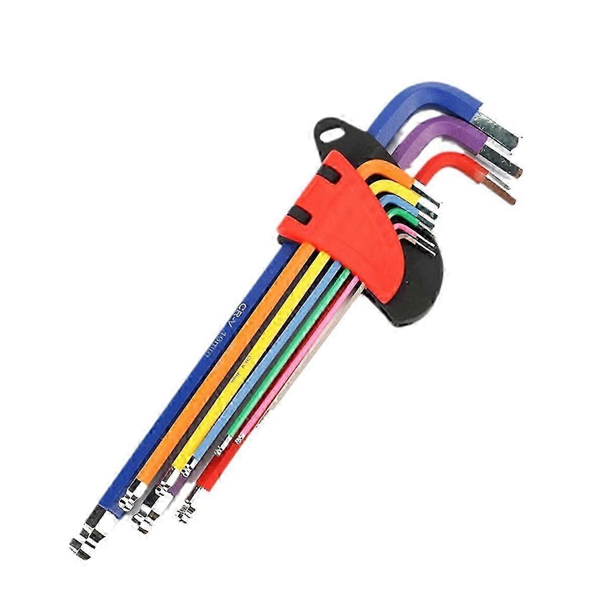 9PCS Hex Key Set L Wrench Kit Long Arm Hex Key Set 1.5mm to 10mm Hexagon Spanner Hand Tools for Bicy