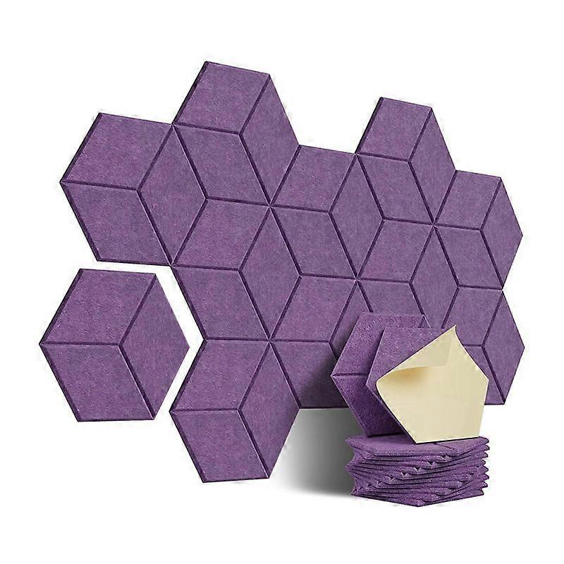 12Pcs Self-Adhesive Acoustic Panel Hexagon Y-Lined Sound Proof Panel