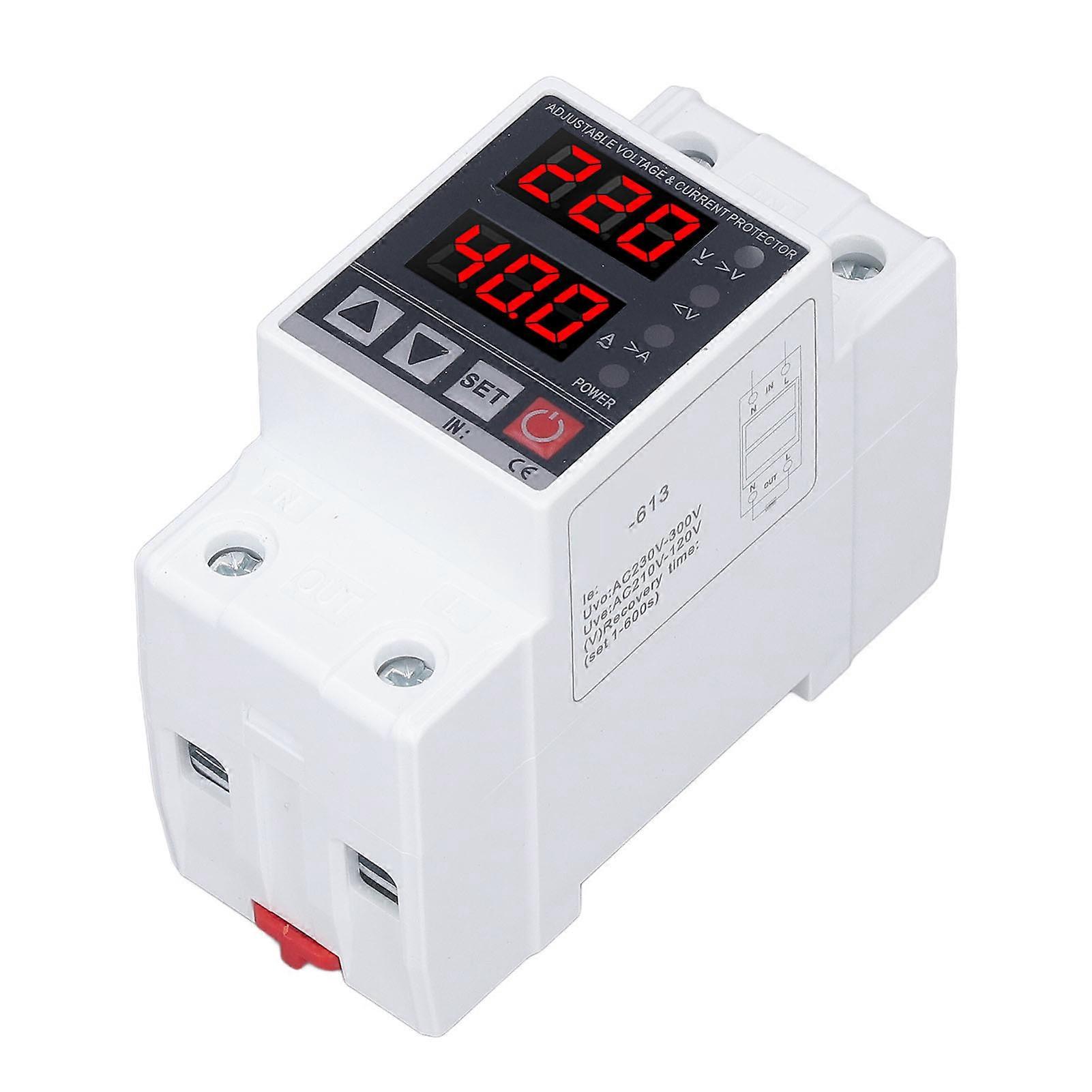 Voltage Protective Device Auto Recovery Adjustable Over Under Voltage Protector Switch 220V AC