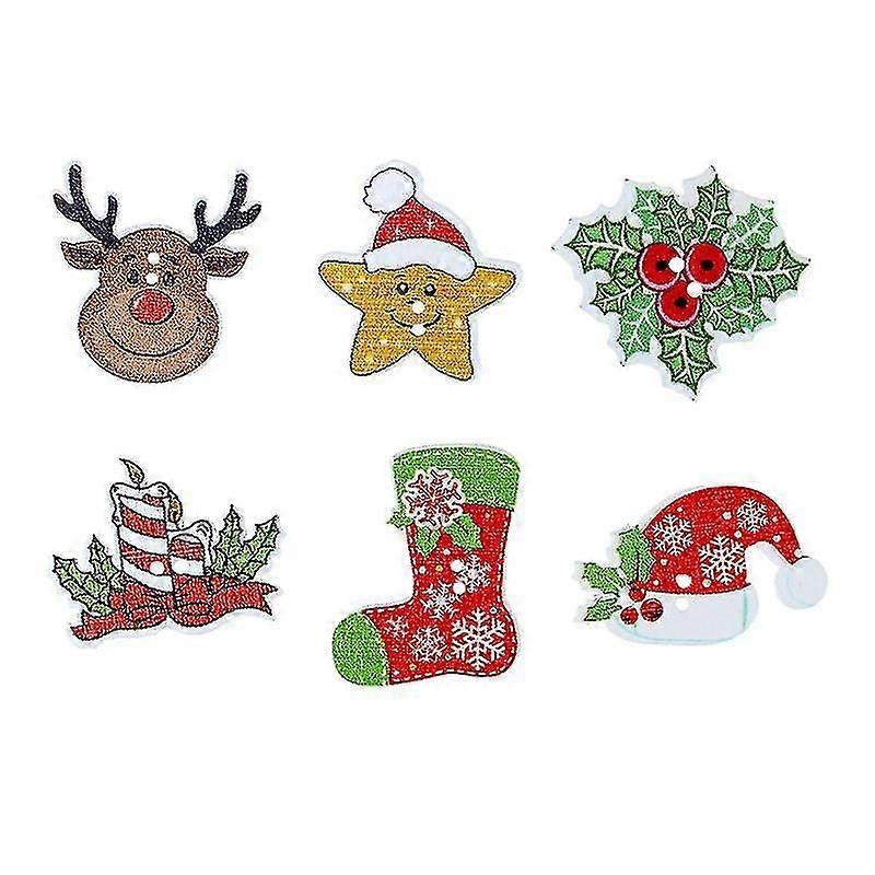 100pcs Christmas Buttons