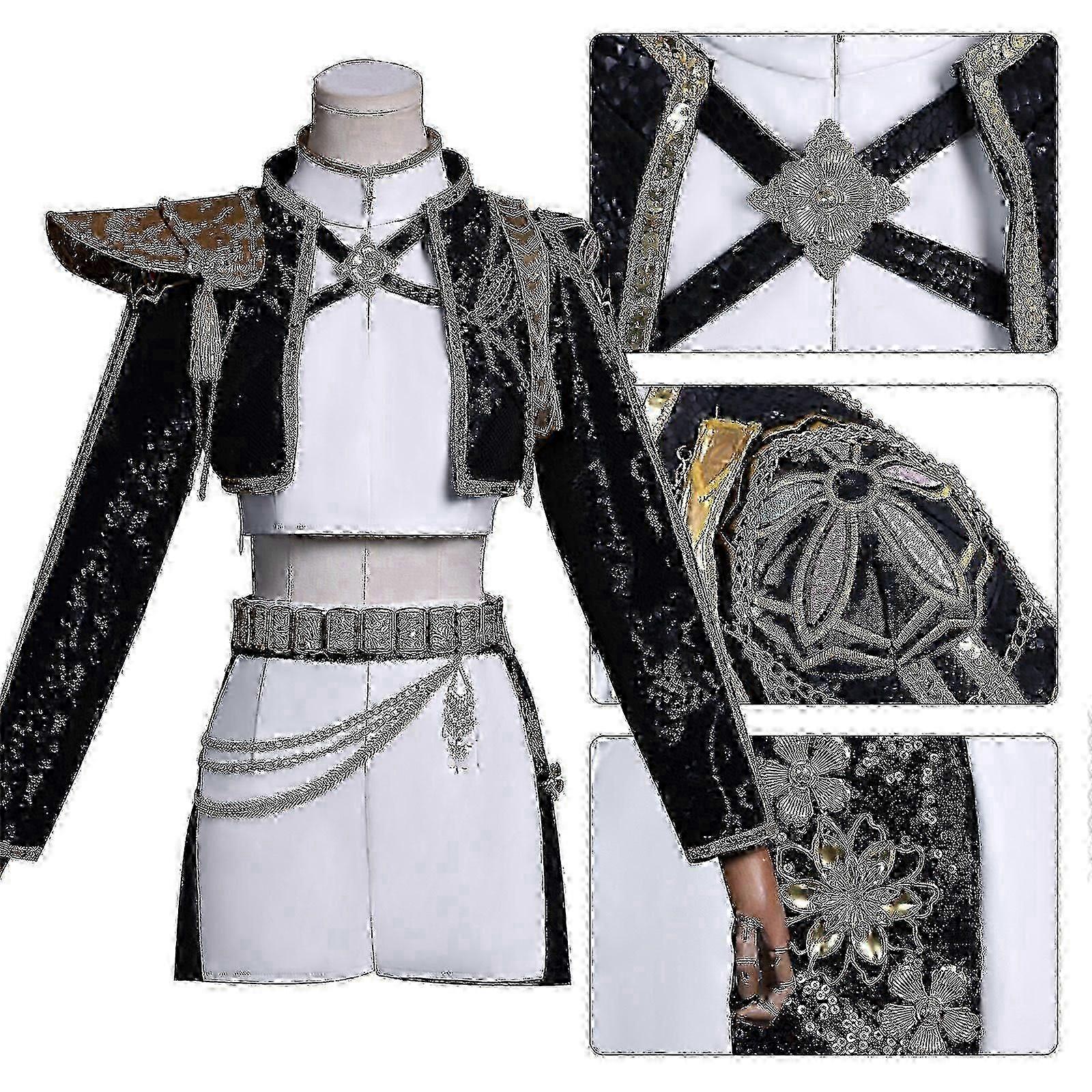 Kpop デーモンハンターズルミコスプレコスチュームセットハロウィンパーティーファンシードレスレディースブラック_a