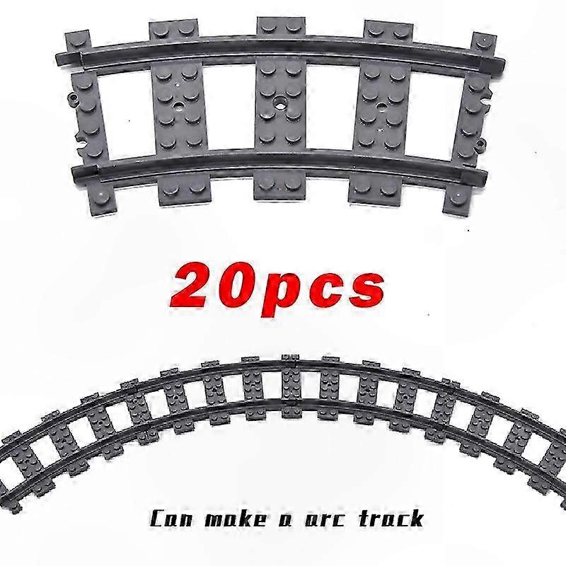MOC City Train Rail Crossing Tracks Set with Triple Switch and Building Bricks