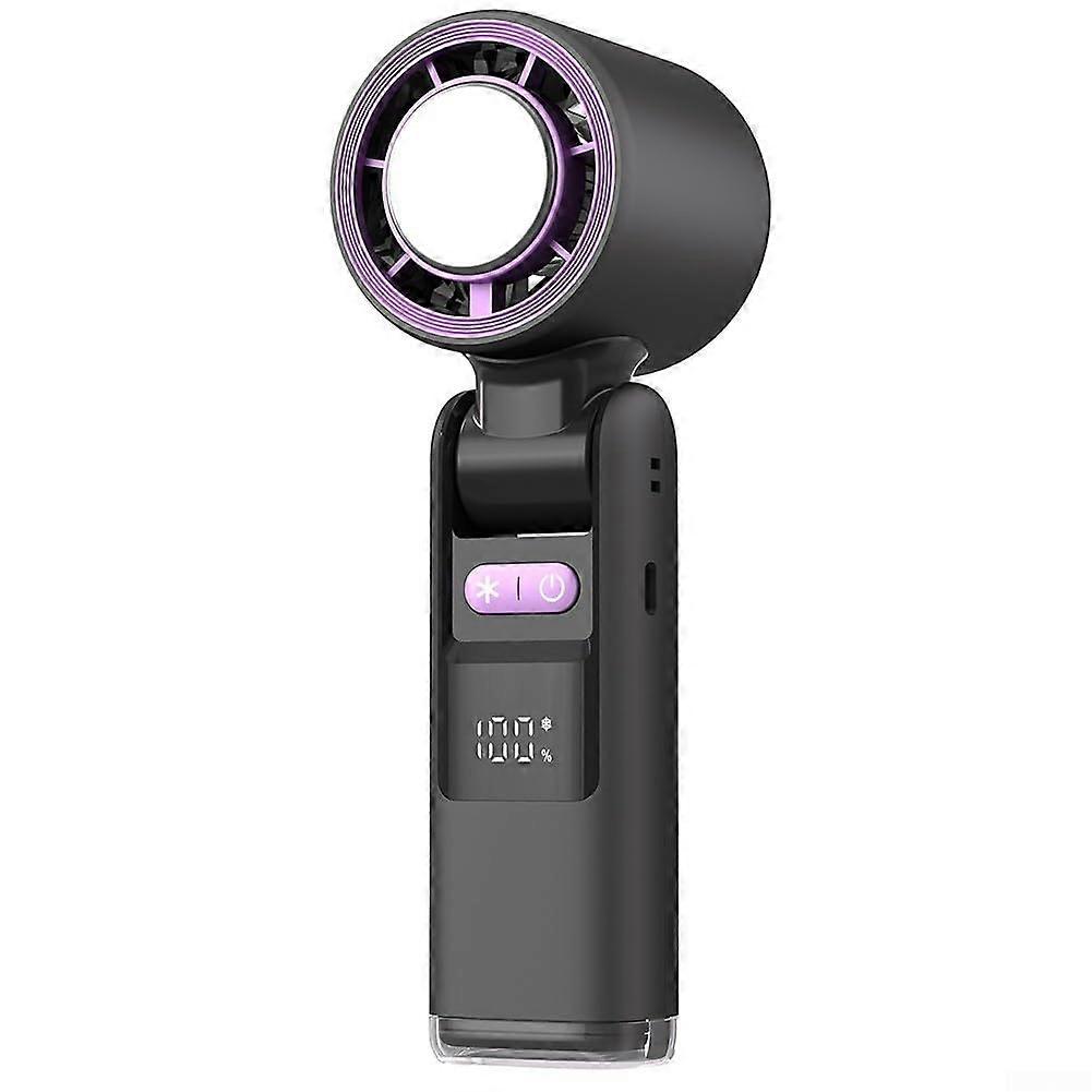 Mini Turbo Fan With Digital Display USB Rechargeable Portable Cooling Fan 100 Speed Settings Refrigeration Black