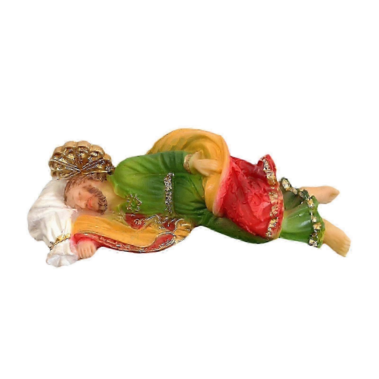 Resin Sleeping Joseph Statue for Christian Home Decor, Desk Sculpture for Tabletop, Shelf & Car