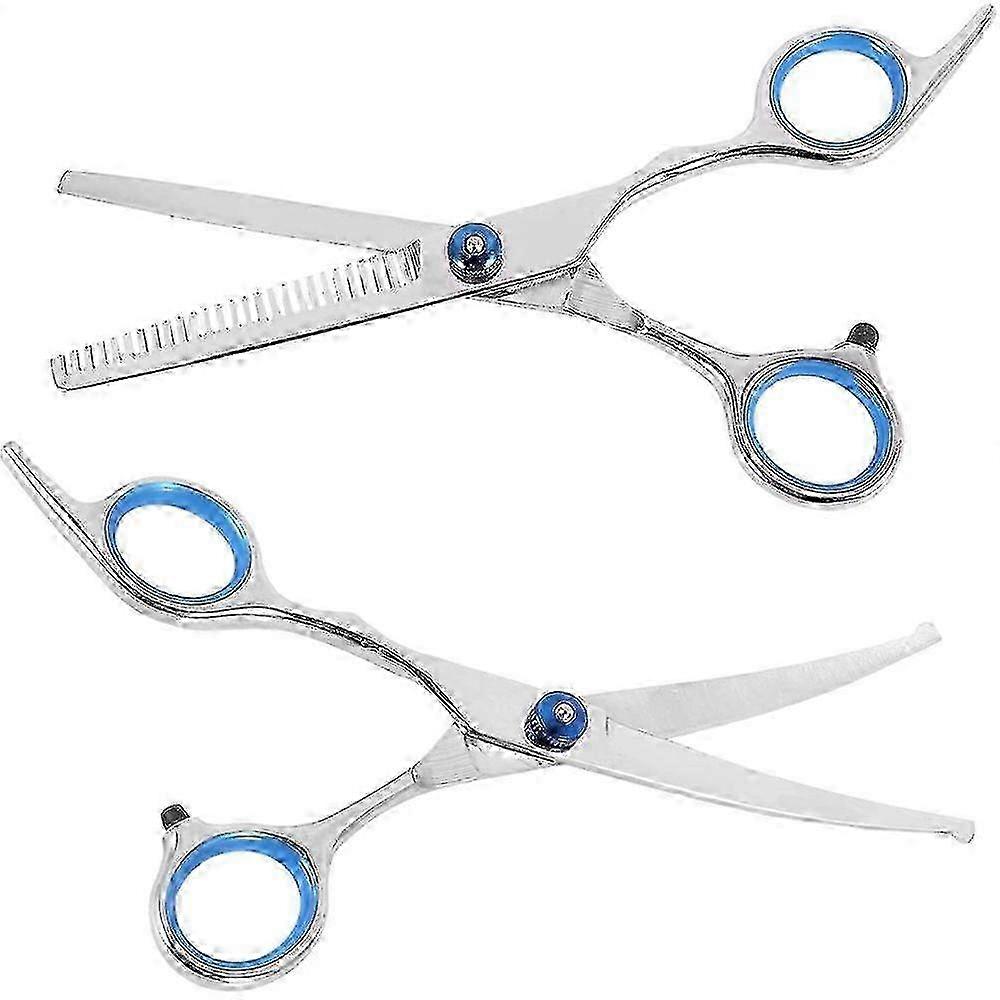 HJyang 2 Pack Dog Grooming Scissors With Safety Round Tip, Perfect Steel Up-curved Grooming Scissors inning Cutting Shears For Dogs An