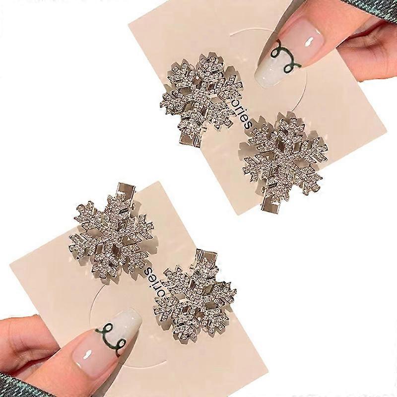 4PCS Snowflake Hair Clip,Bangs Hair Clip,Christmas Headdress For Women