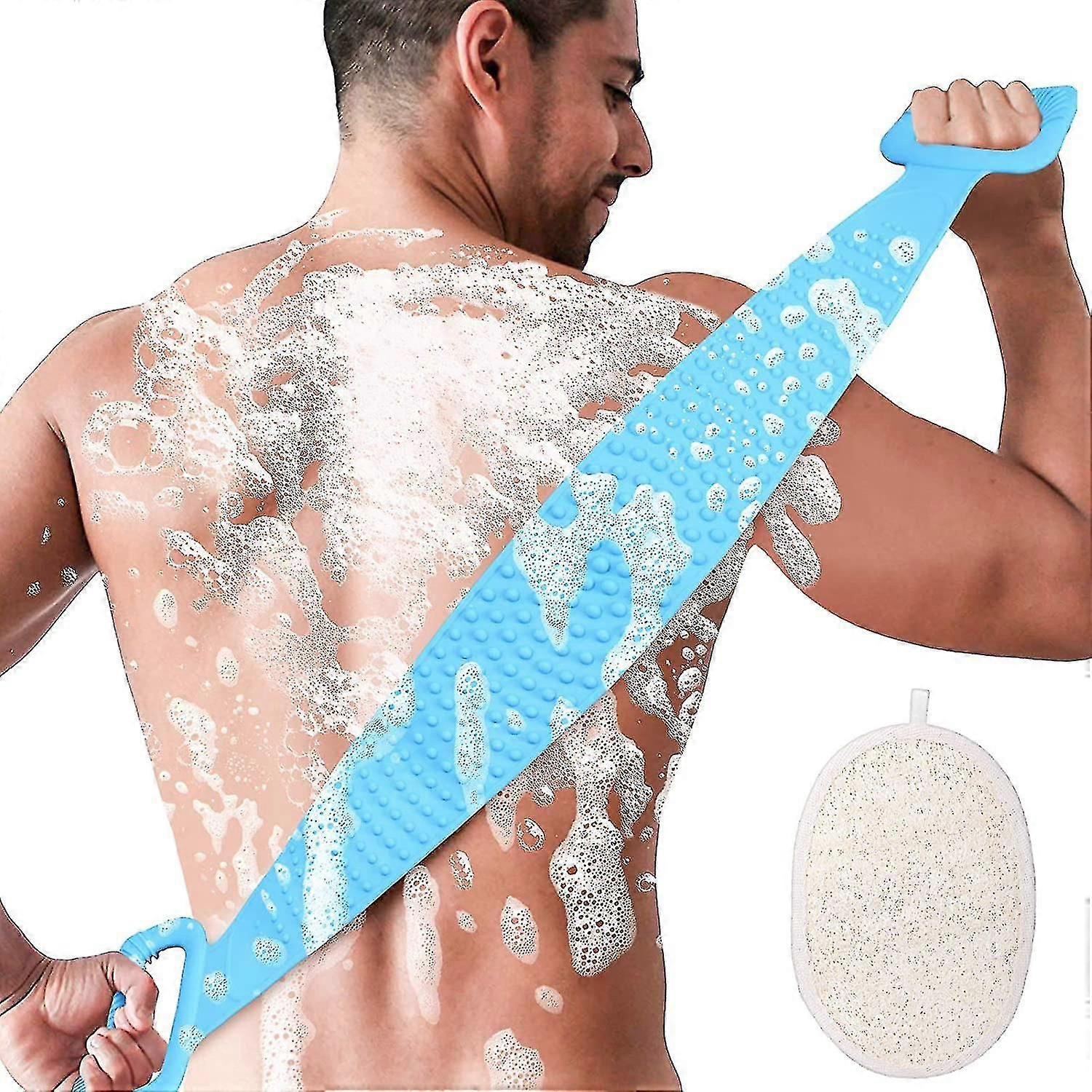 76cm Silicone Bath Shower Brush, Extra Long Double Sided Shower Back Brush