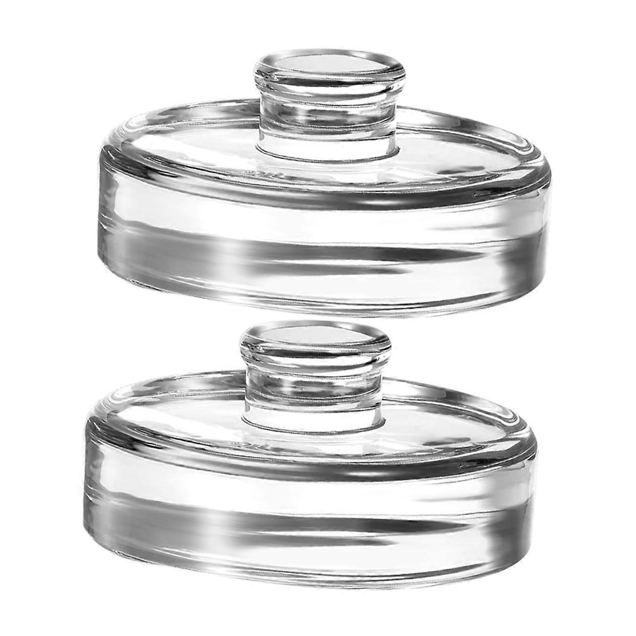 Heavy Glass Fermentation Weights For Wide Mouth Jars  2Piece, Easy Grip Handles, Transparent Jar Weights For Pickling