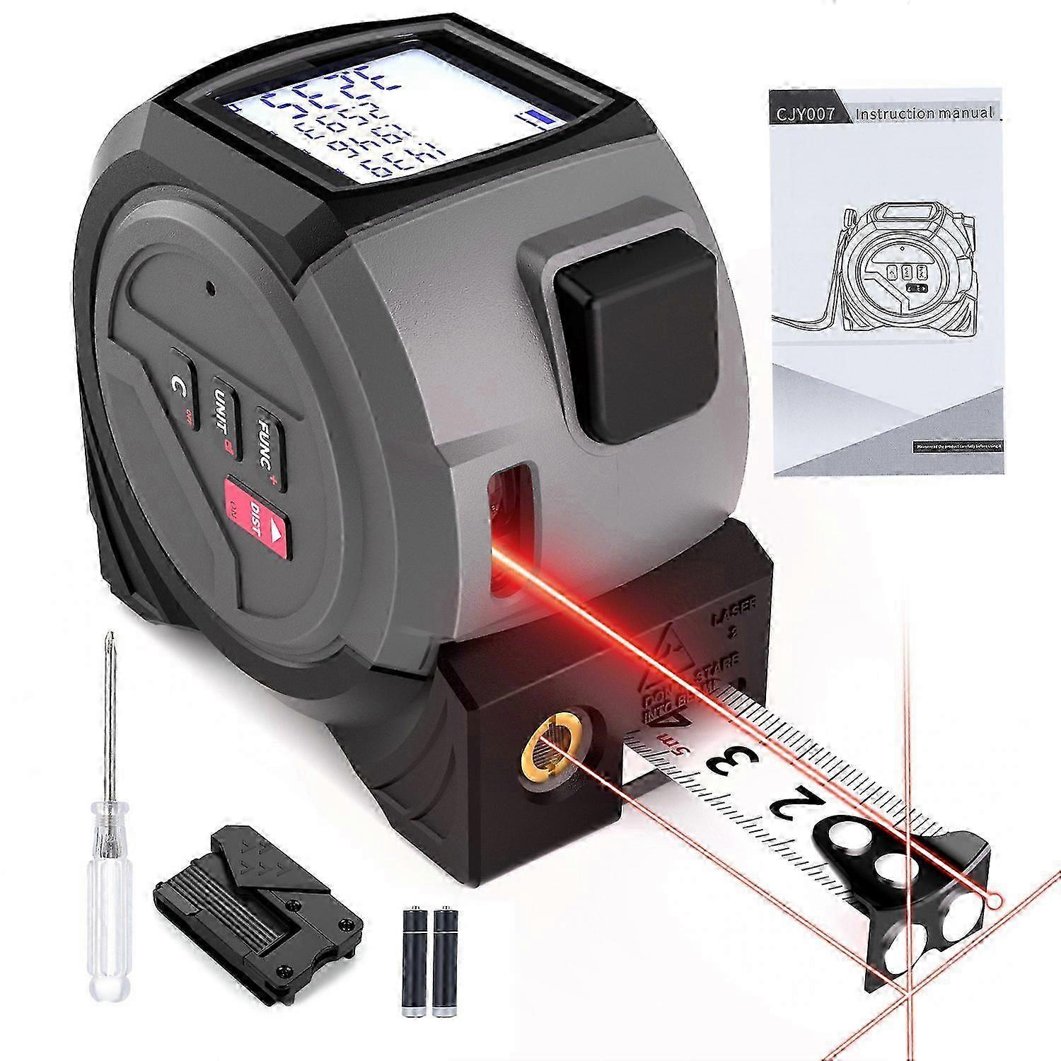 Laser Tape Measure 3in1 Laser Measure Level-Meter Laser 5M Tape Measure with Pythagorean, Area, Volu