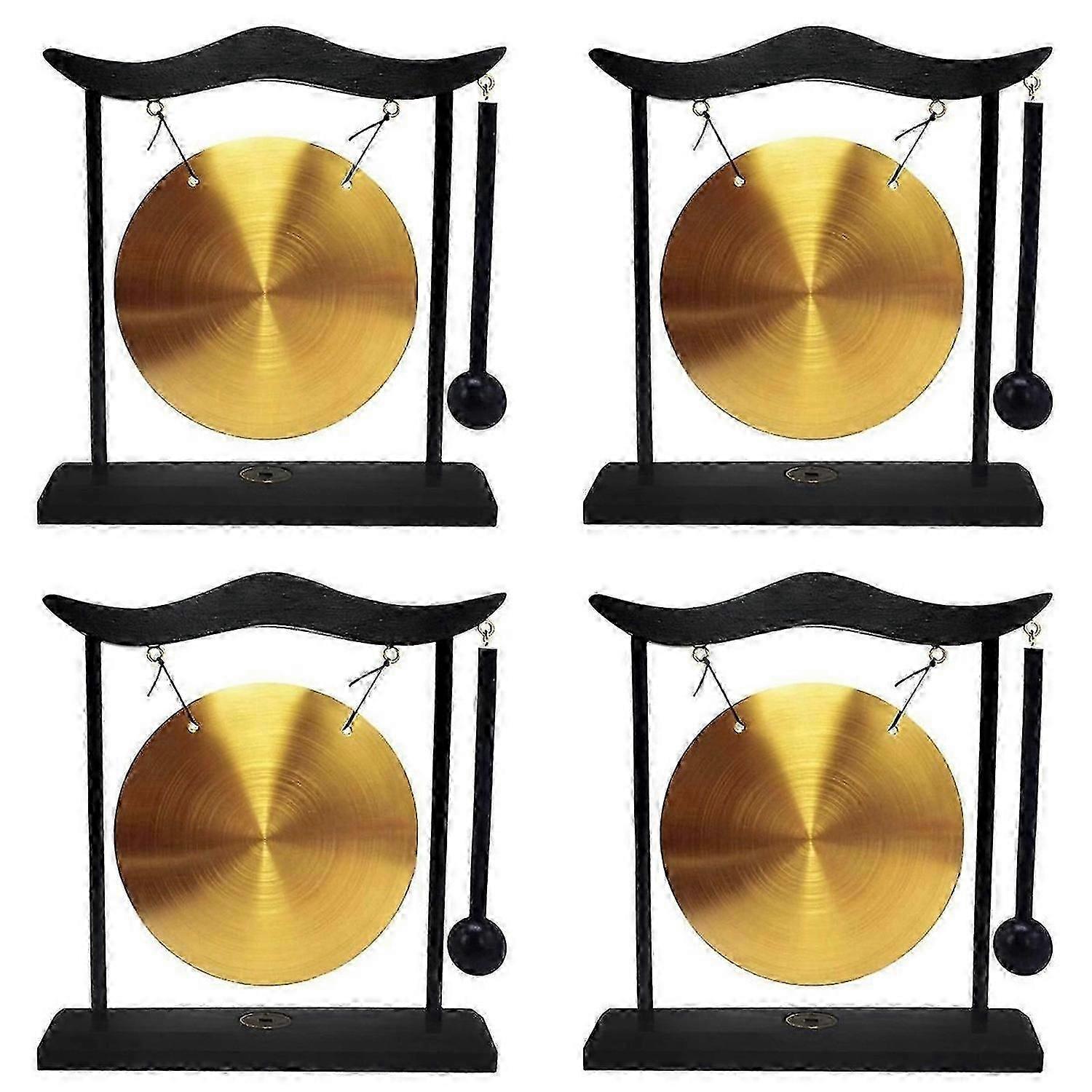 ミニデスクトップゴング楽器シンバルゴングマレット付きホームデコレーション用-A