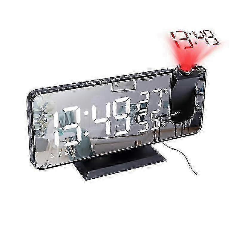 Type B EN8827 LED Mirror Display Clocks FM Radio Projection Digital Alarm Clock with Temperature 2025