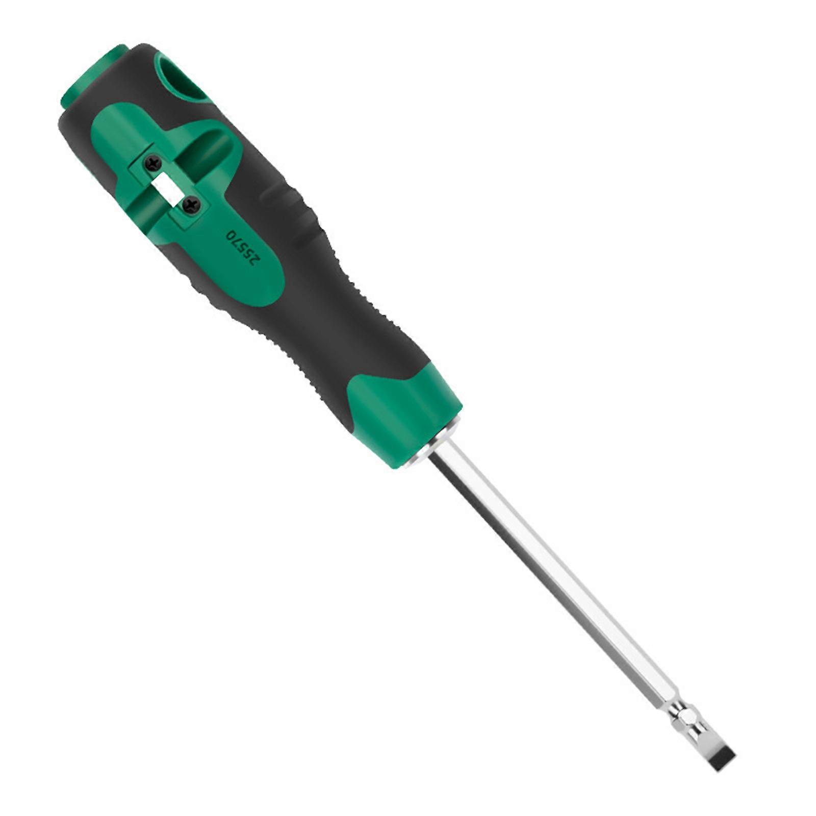 Ergonomic Screwdriver Tool With Stripping Winding Functionality And Interchangeable Slotted/Crossed Heads Multicolor