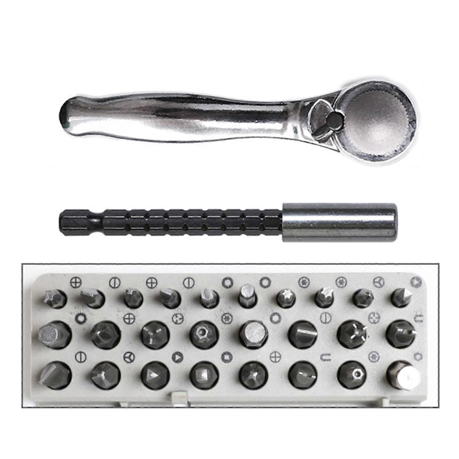 Mini Ratchet Wrench with Replaceable Bits Repairing Tool Ergonomic Handle Right Angles Screwdriver for Tablet Maintenance Multicolor