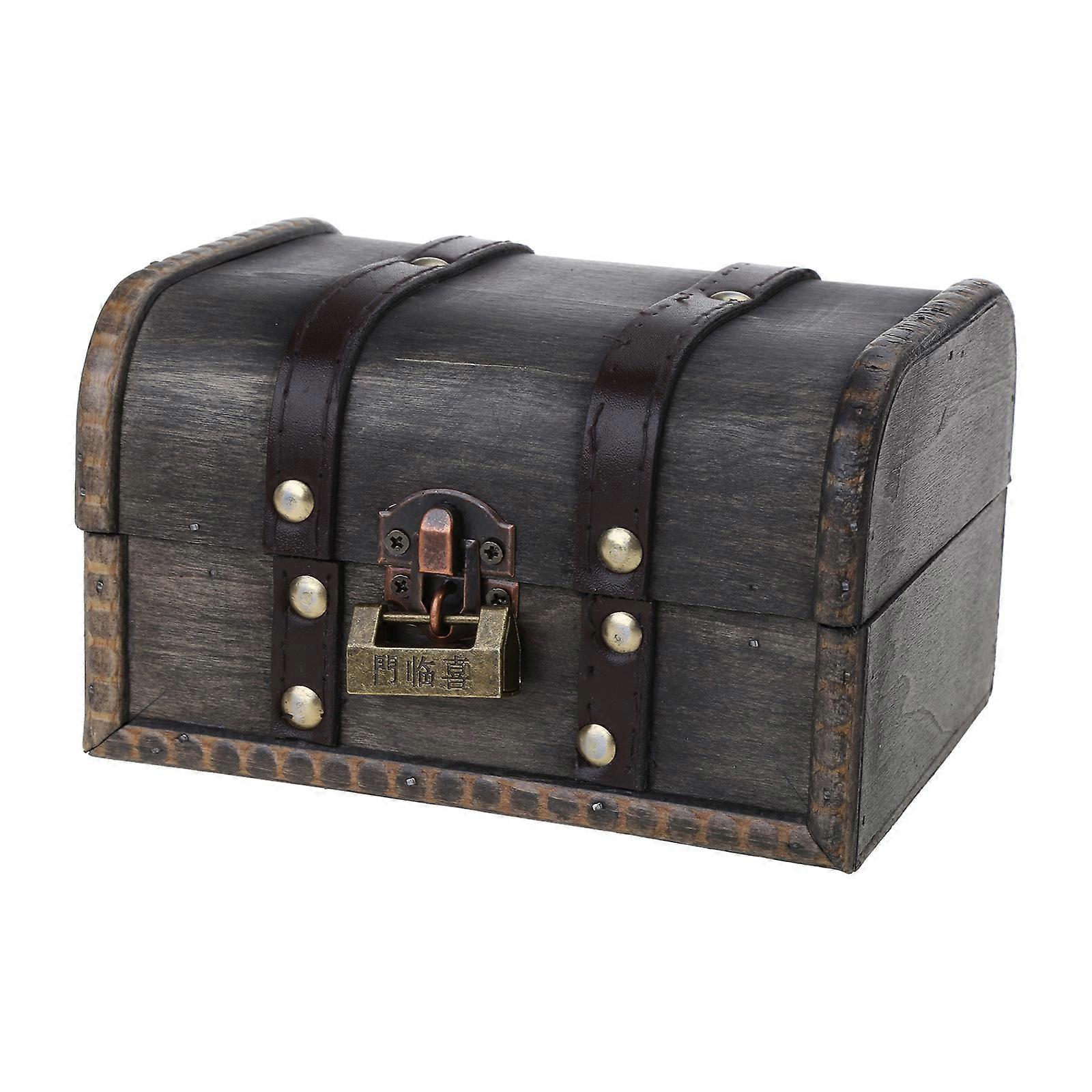 صندوق مجوهرات خشبي تقليدي صندوق خشبي صندوقي للمجوهرات والاكسسوارات حاويات ديكور الصدر الكنز الصغيرة رمادي