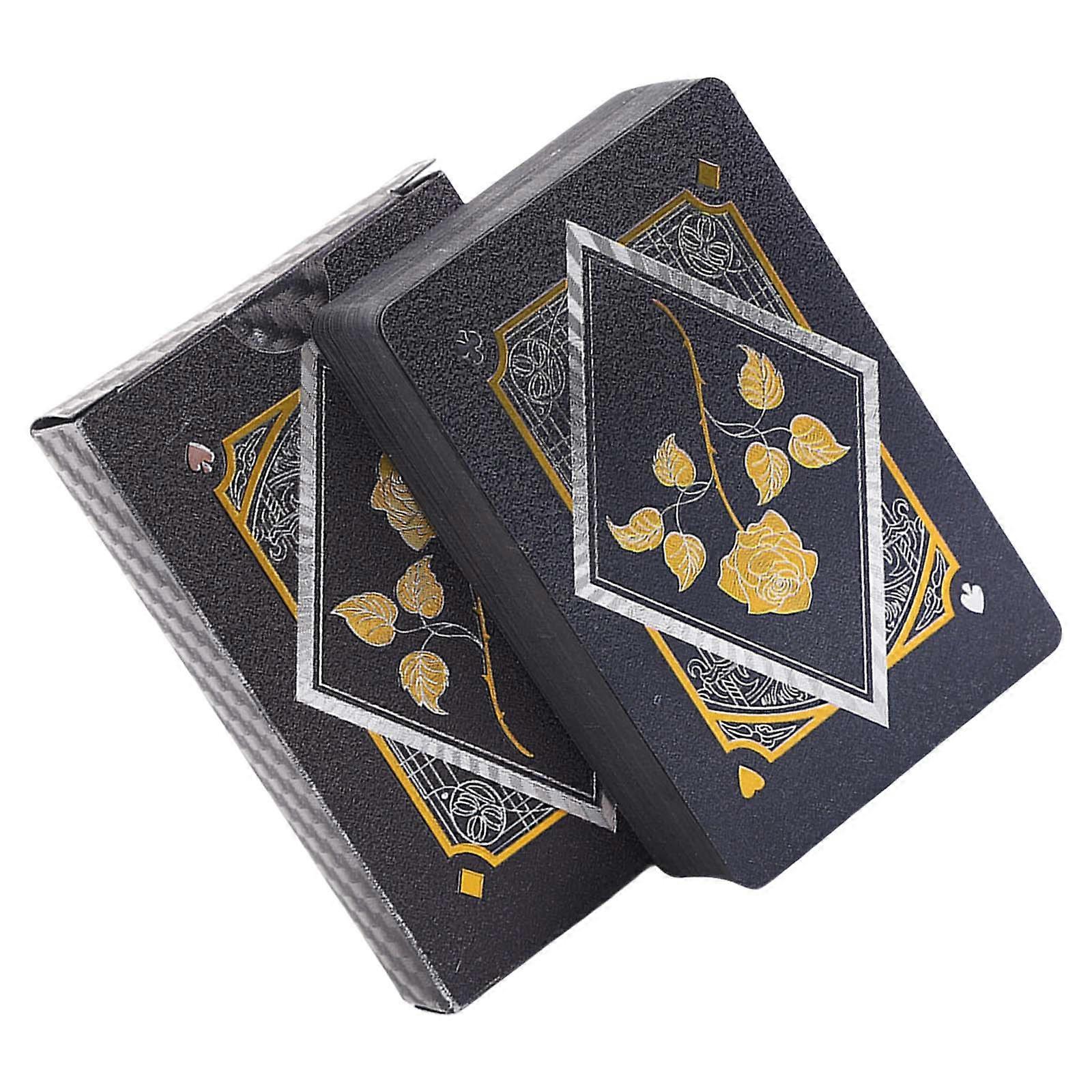 Waterproof PVC Playing Cards with Gold Square Pattern Card Deck Poker Set for Beach and Bar Game Collectible Poker Card Multicolor
