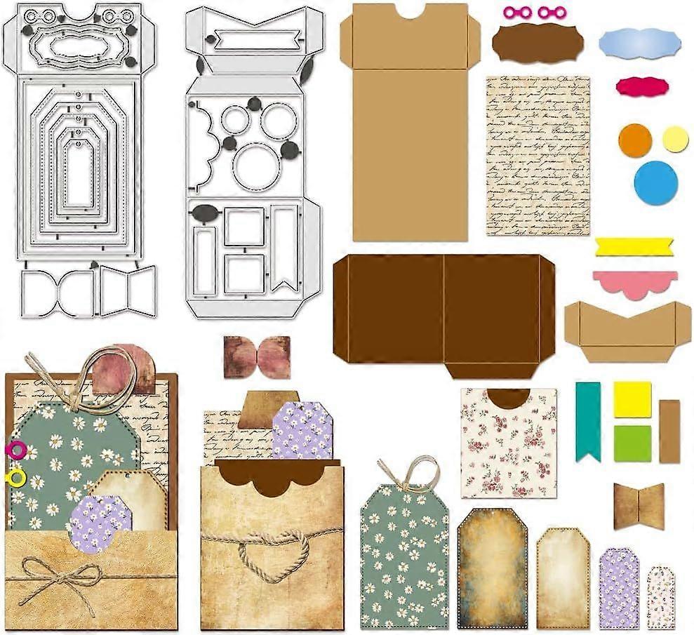 Vintage Label Borders Die Cuts for Card Making Card Frames Carbon Steel Template Envelope Die Cuts for Paper DIY Scrapbooking Album Craft Home Decor