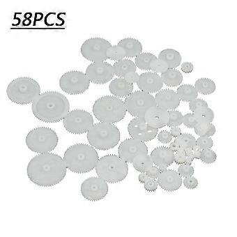 58Pcs Plastic Worm Gear Set, Single & Double Reduction Crown Gears, Robot Parts DIY, Modulus 0.5, Multiple Bore Sizes