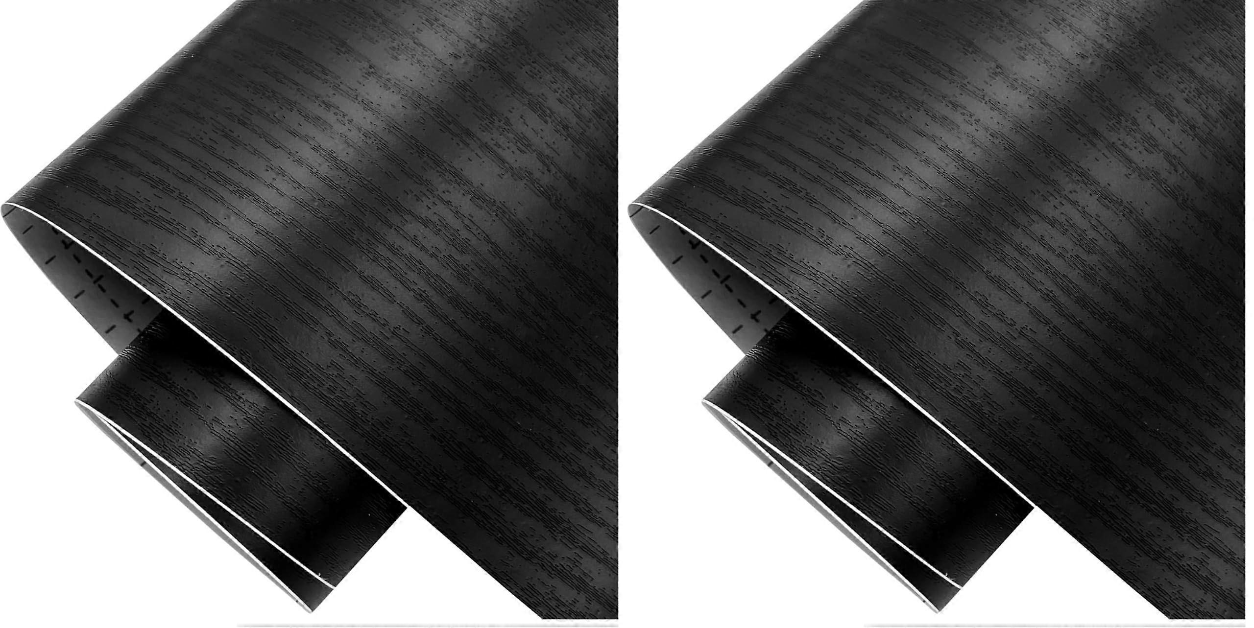 Black Wood Grain Self Adhesive Drawer and Cabinet Liner Paper, Shelf Countertop Cover, 17.7' x 118', 2 Pack