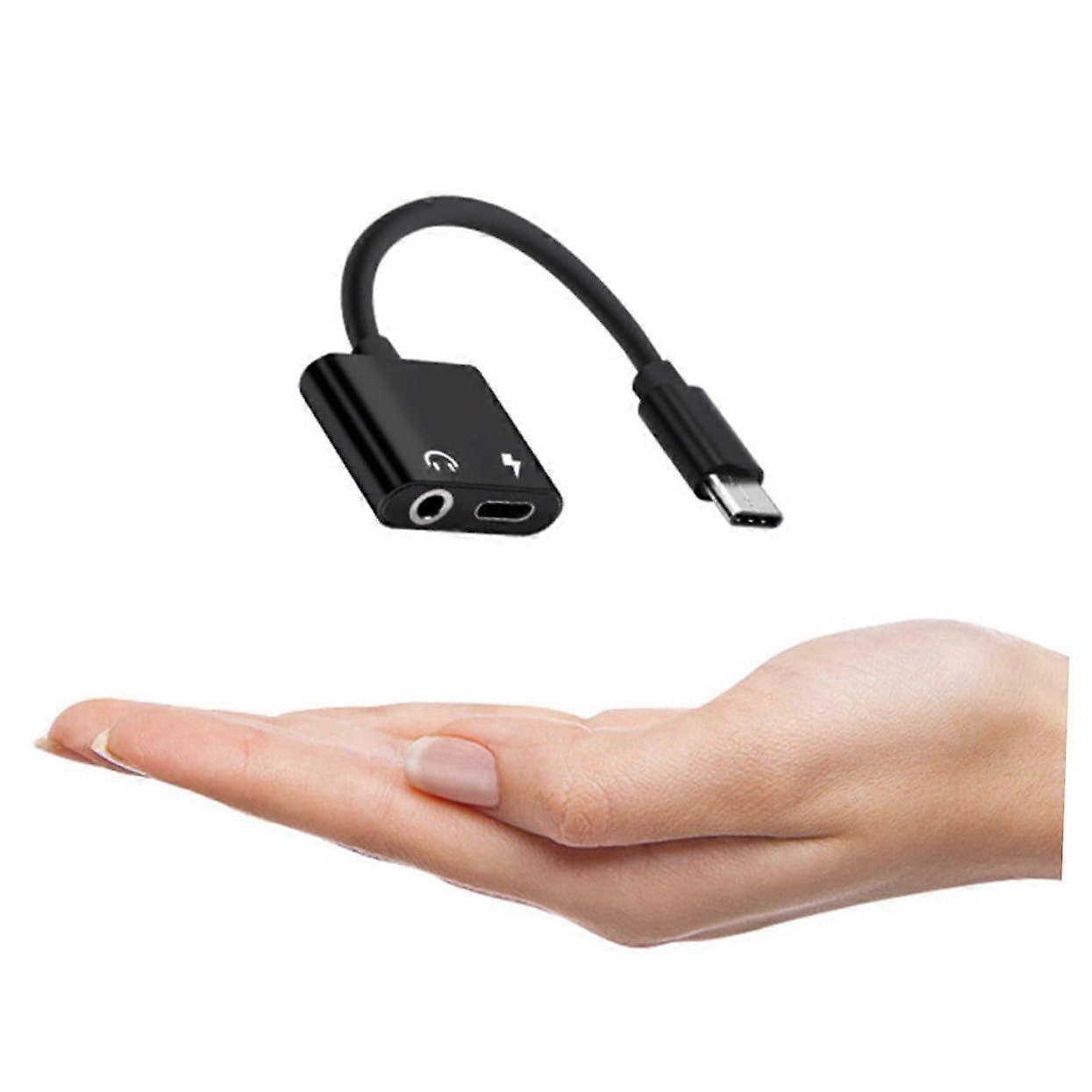 USB C to 3.5mm Audio and Mic Adapter with Charging Port Compatible with Pixel Samsung