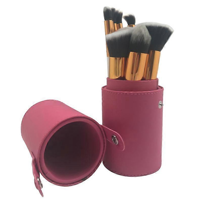 Makeup brushes 10 pieces in leather case - Red