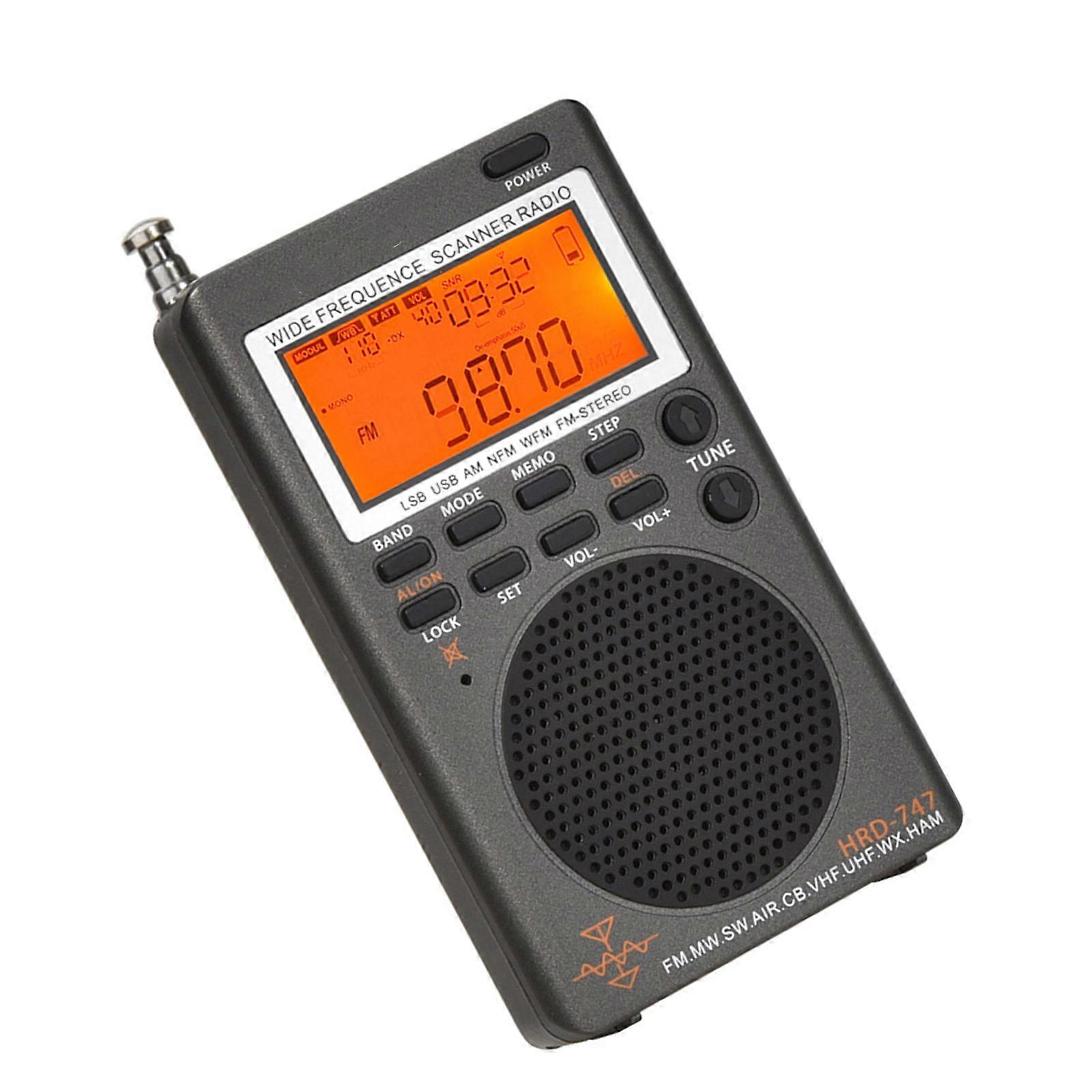 HRD 747 Outdoor Small Radio Full-Band with Color LCD Display Backlights and Sleep Timer 1000 Channel Storage 1000mAh Multicolor