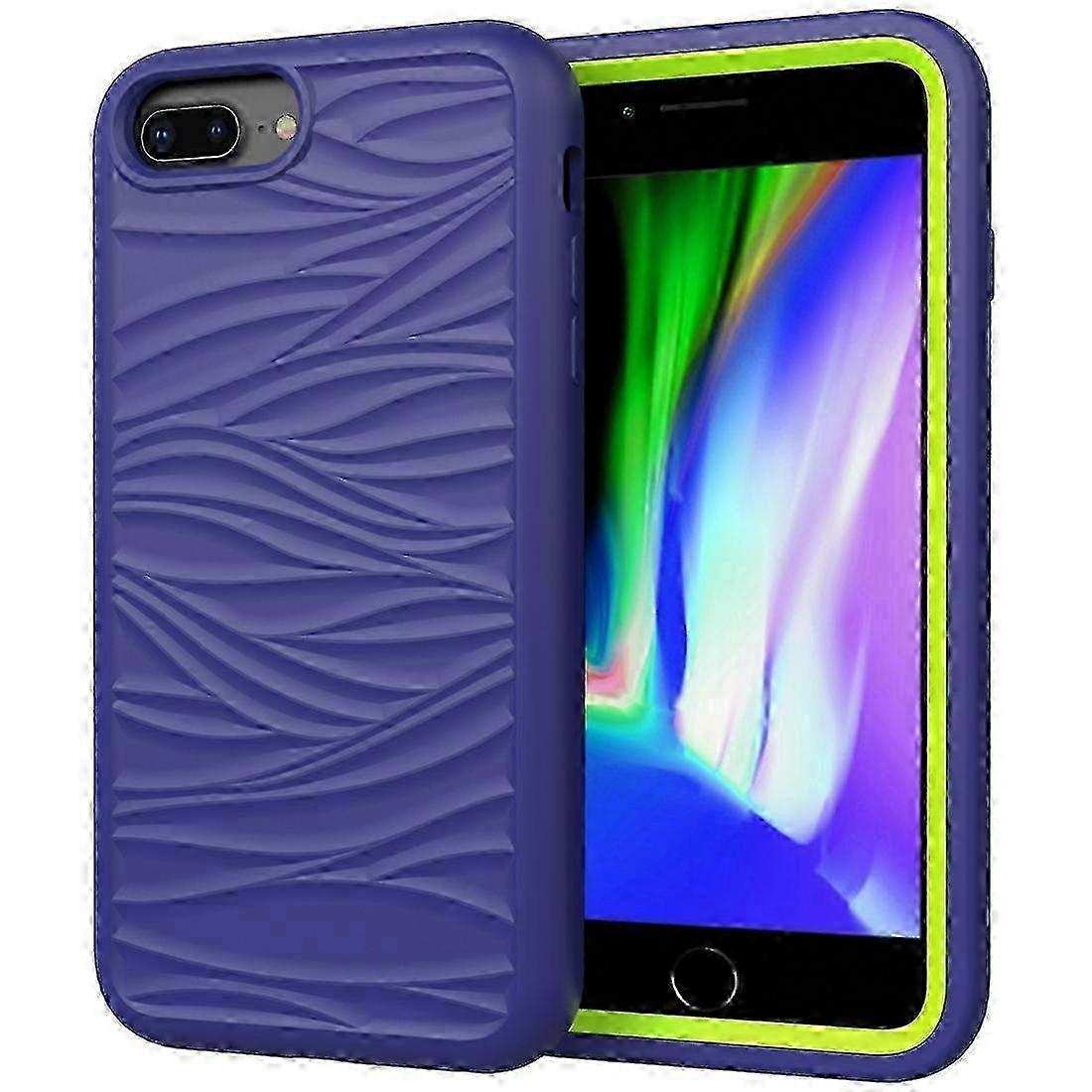 x For iPhone 6/7/8 Plus Wave Pattern 3 in 1 Silicone+PC Shockproof Protective Case
