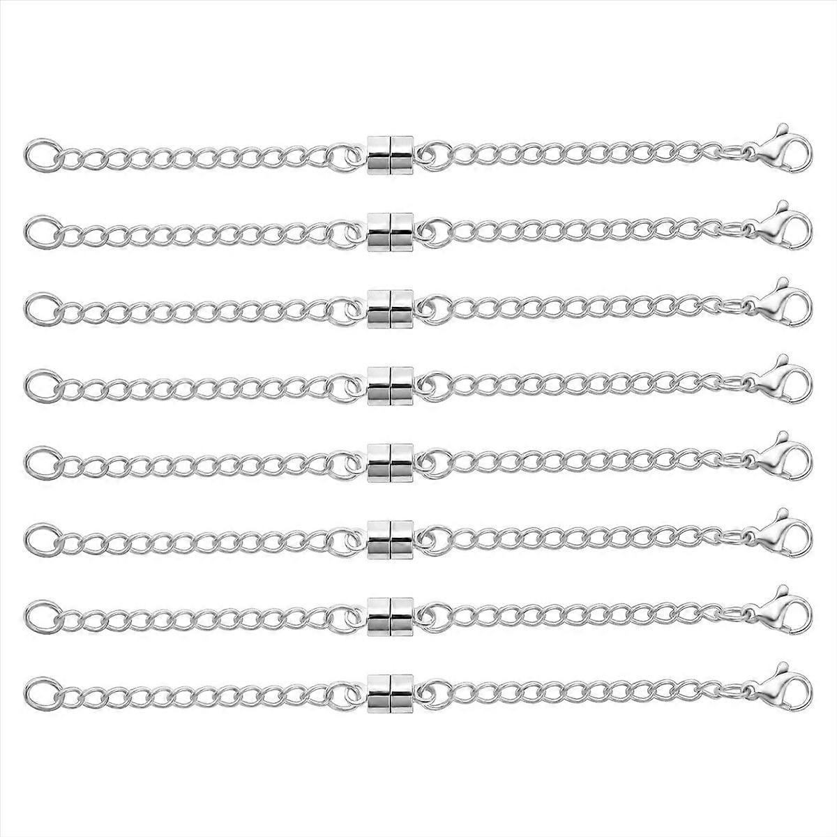 Magnetic Necklace Extender Adjustable Chain Extenders,Silver