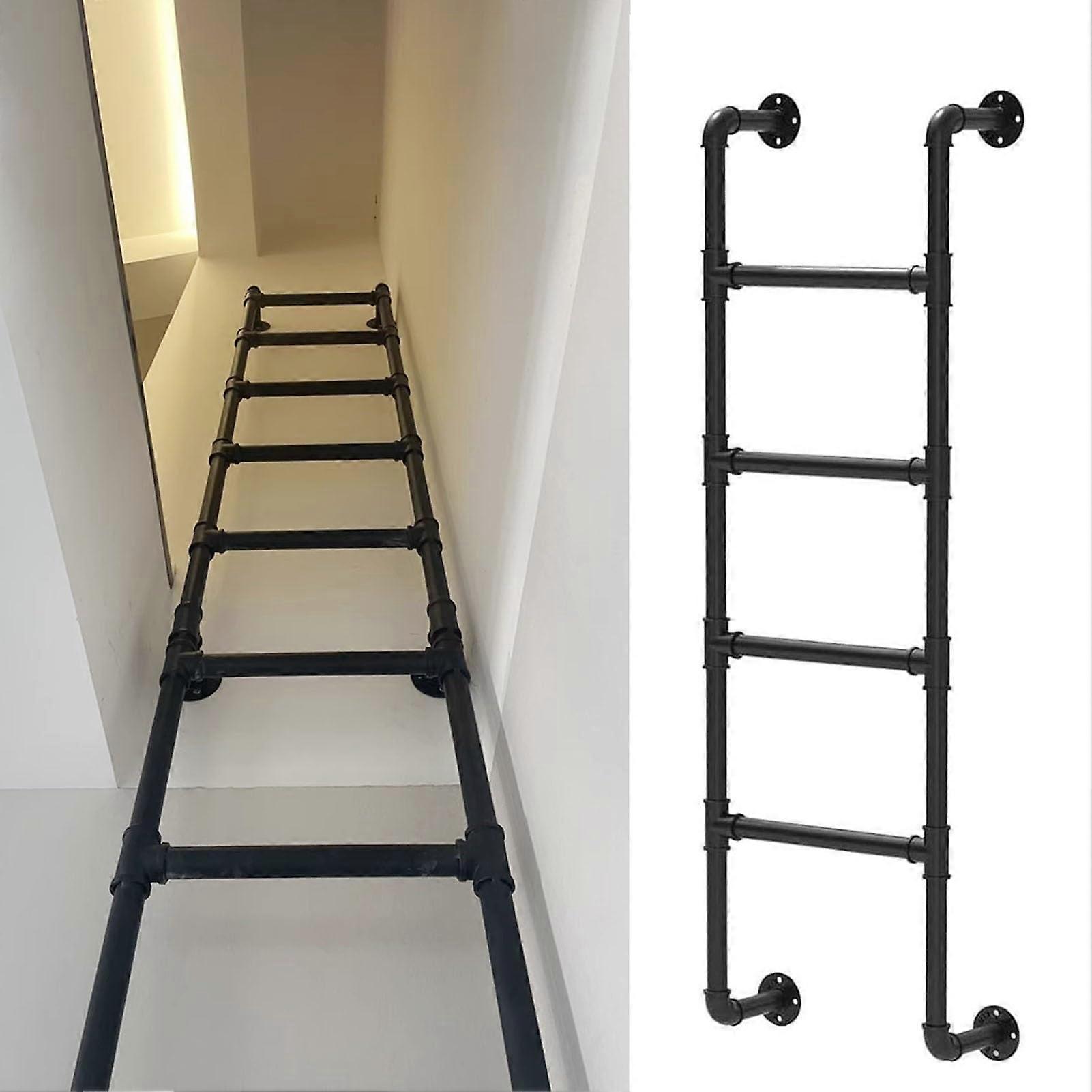 Wall Mounted Metal Loft Ladder 150cm with AntiSlip Steps,  Load Capacity, Space Saving Design